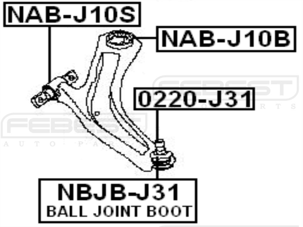 Febest Front Arm Bushing 54500Jd000 - Replacement Suspension Part for Nissan Altima, Sentra, Rogue - Perfect for Smooth Ride & Noise Reduction