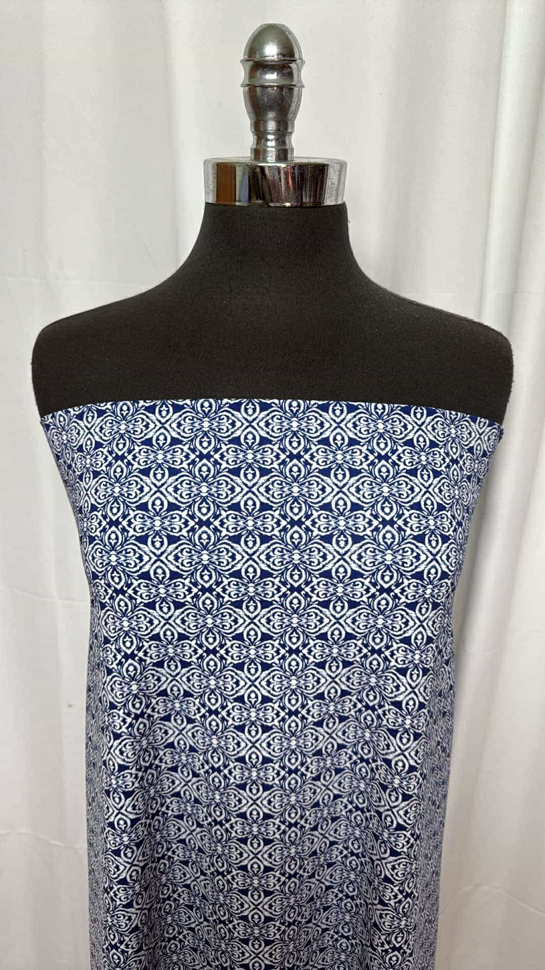 Navy Geometric Supplex Fabric - 2 Yard Cut - Perfect for DIY Sewing, Upholstery, and Craft Projects