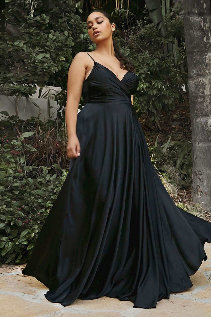 Erica Gown - Black Soft Satin A-Line Dress with Sweetheart Neckline | Elegant Evening Gown for Prom, Wedding & Formal Events
