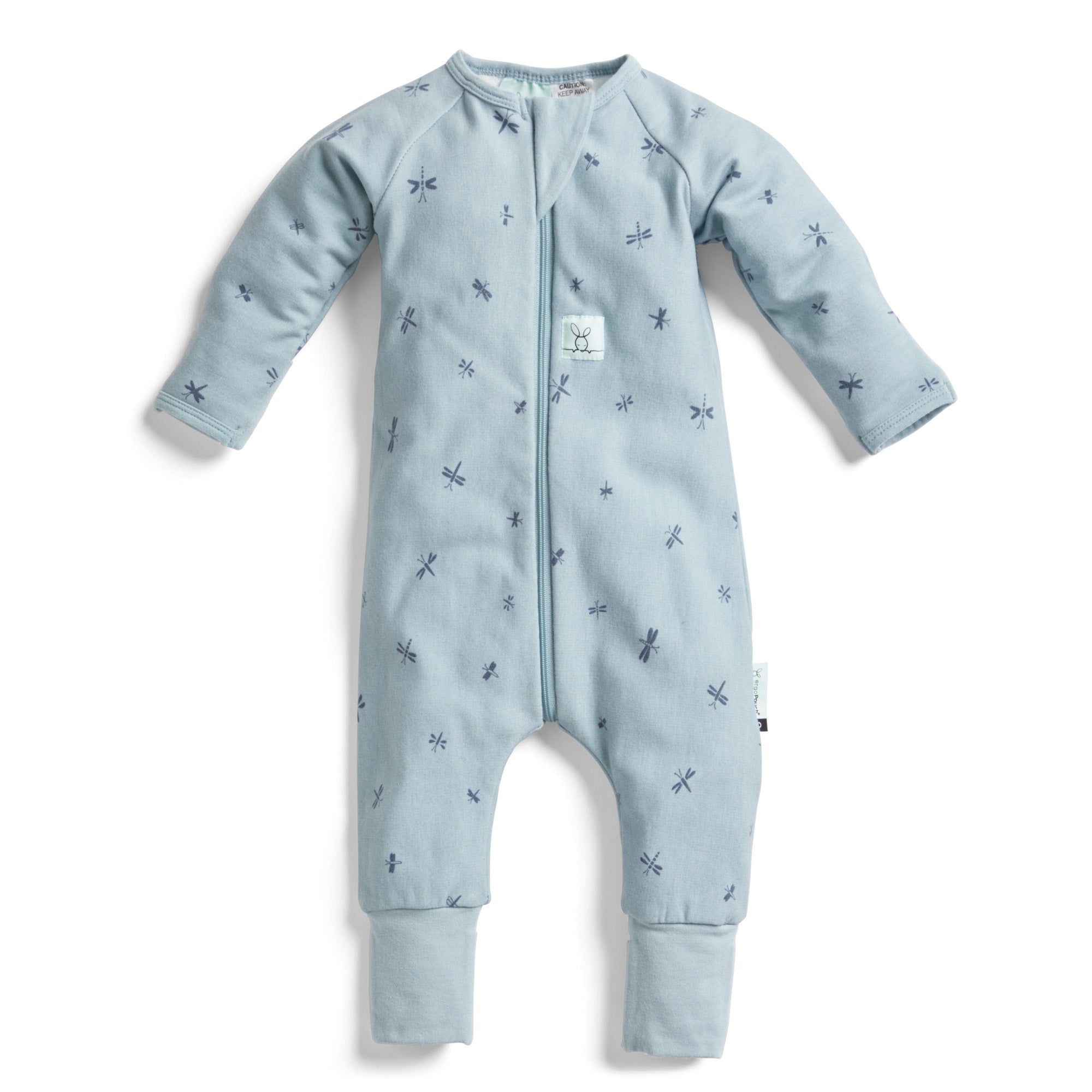 ergoPouch 1.0 TOG Long Sleeve Sleep Zip Bodysuit - Baby Sleepwear with Dragonfly Print - Perfect for Nursery, Bedtime & Newborn Comfort