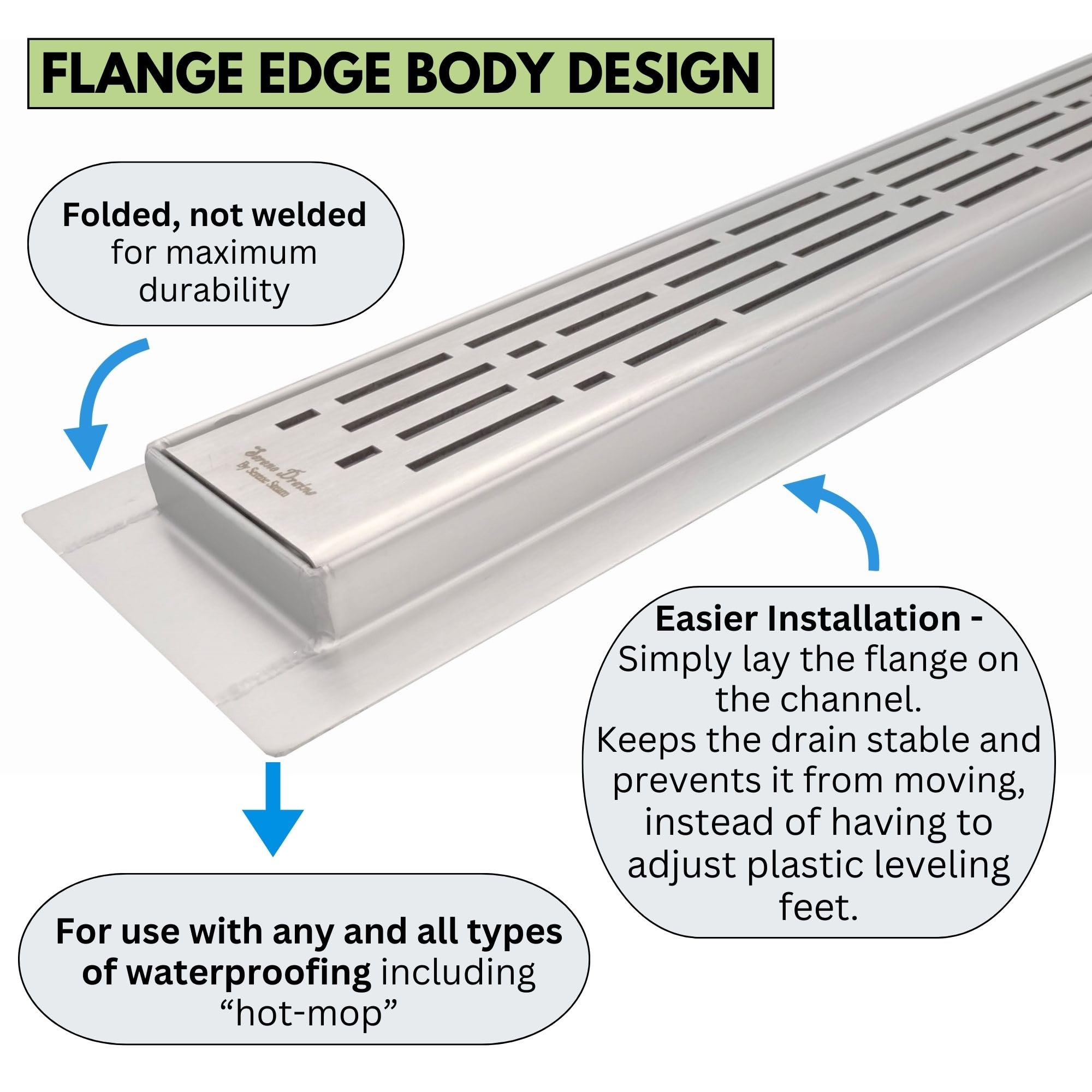 SereneDrains 30 Inch Linear Shower Drain - Matte Black Stainless Steel with Luxurious Tile Insert | Modern Bathroom Drainage Solution for Walk-In Showers & Wet Rooms