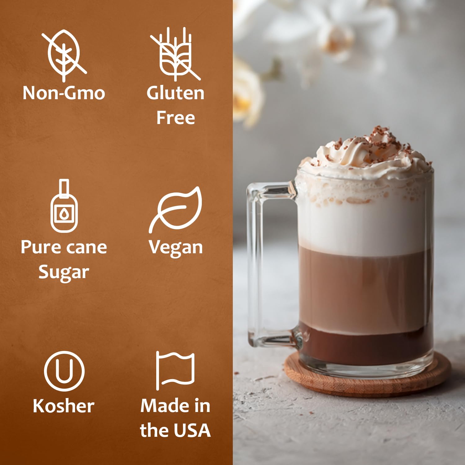 Syruvia Coffee Syrup Variety Pack - 12.7 fl oz Vanilla, Hazelnut & Caramel Flavors for Lattes, Iced Coffee & Cocktails | Barista-Grade Sweetener for Home & Cafe Use