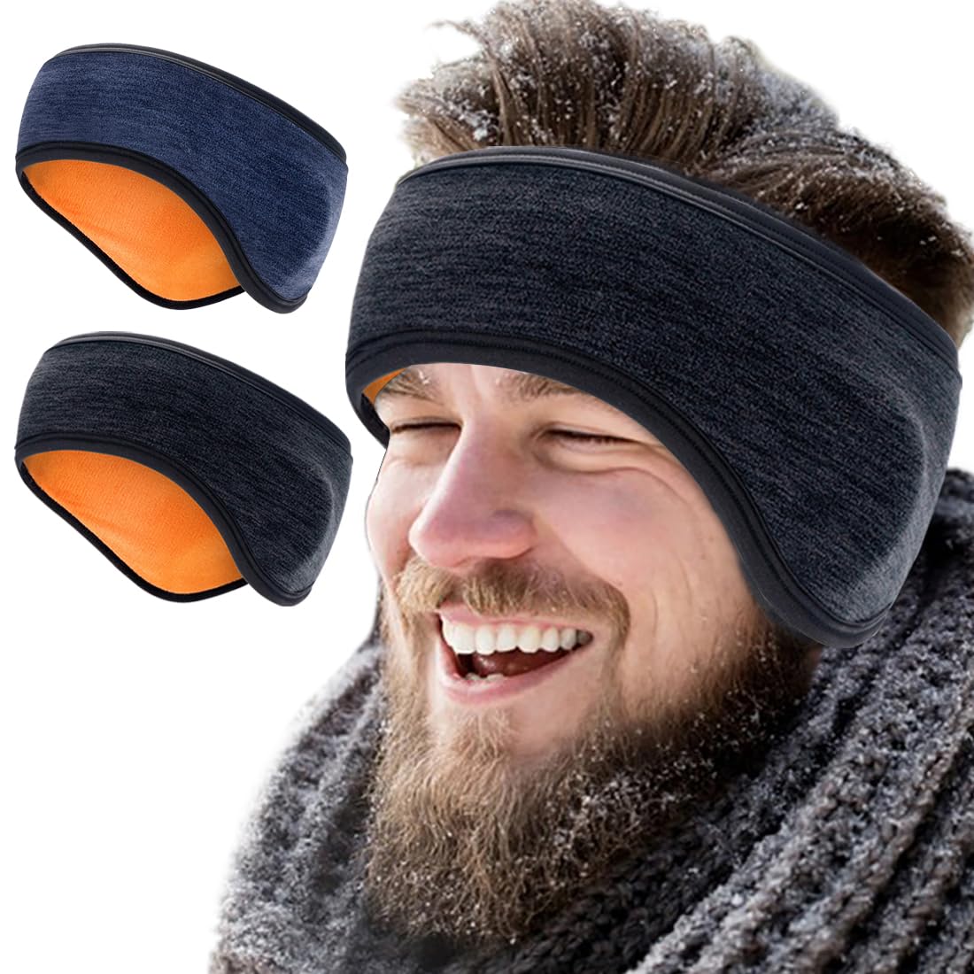 2 Pack Thick Fleece Ear Muffs - Winter Ear Warmers Headbands for Women & Men - Soft & Warm Ear Protection for Running, Skiing, Cycling, Yoga & Hiking - Perfect for Cold Weather Outdoor Activities & Sports
