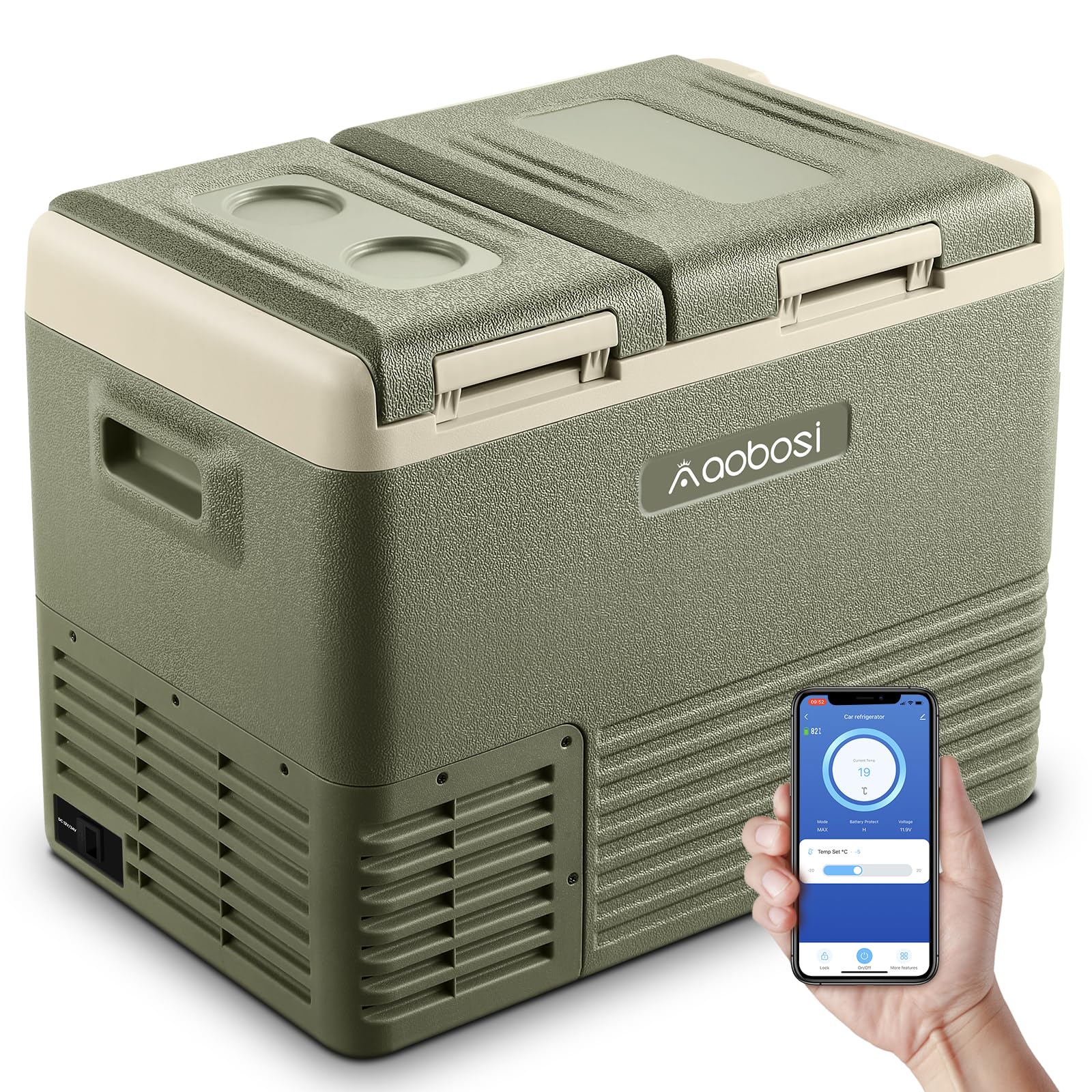 AOOBOSI 12V 36QT Dual Zone Car Refrigerator Freezer (-4°F to 68°F) - Portable 12V/24V DC & 100-240V AC Compressor Cooler for Camping, RV, Travel, Outdoor Adventures, Road Trips & Tailgating