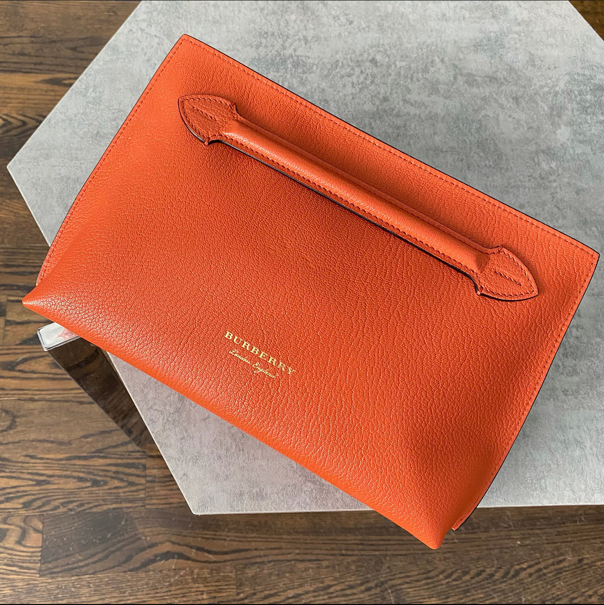 Burberry Clementine Orange Pendleton Clutch Bag - Luxury Designer Crossbody Handbag for Women | Perfect for Parties, Weddings & Evening Events