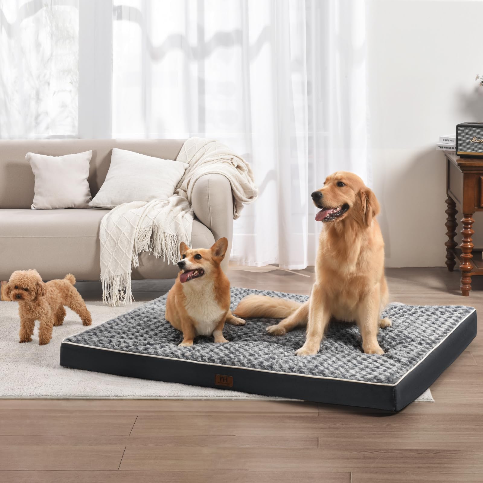 Orthopedic Dog Bed for Medium Dogs - Waterproof Pet Mattress with Removable Washable Cover, Thick Egg Crate Foam & Non-Slip Bottom - Perfect for Crates, Living Rooms & Bedrooms (Western Home WH)