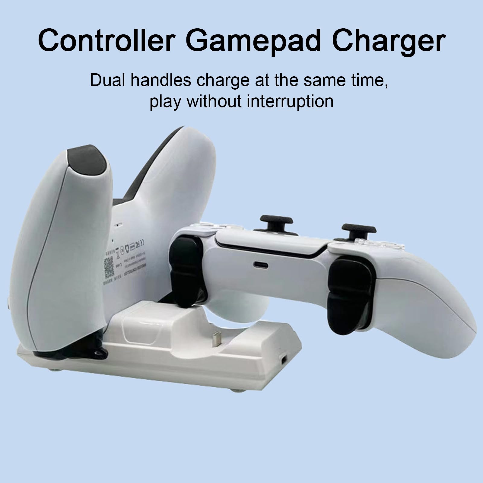Wilitto PS5 Controller Charger Station - Dual USB-C Fast Charging Dock for PS5 DualSense Controllers with 2 Cable Types (White) - Perfect for Gaming Setup & Multiplayer Sessions