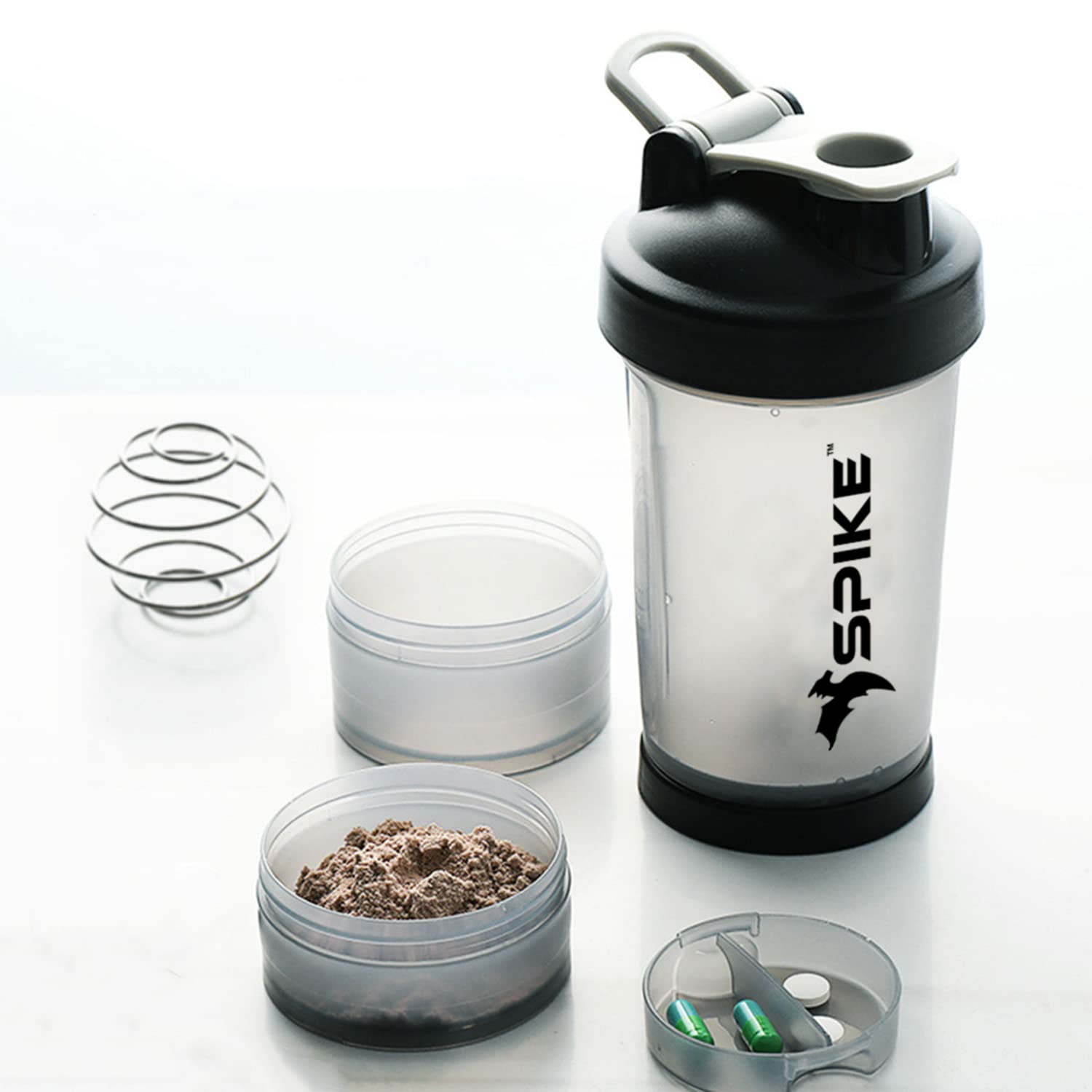 SPIKE Pro Protein Shaker Bottle 700ml - Premium Stainless Steel Mixer Ball for Whey Protein, Pre-Workout & Supplements - Leakproof Gym & Cycling Water Bottle - Ideal for Fitness, Bodybuilding & Sports Hydration
