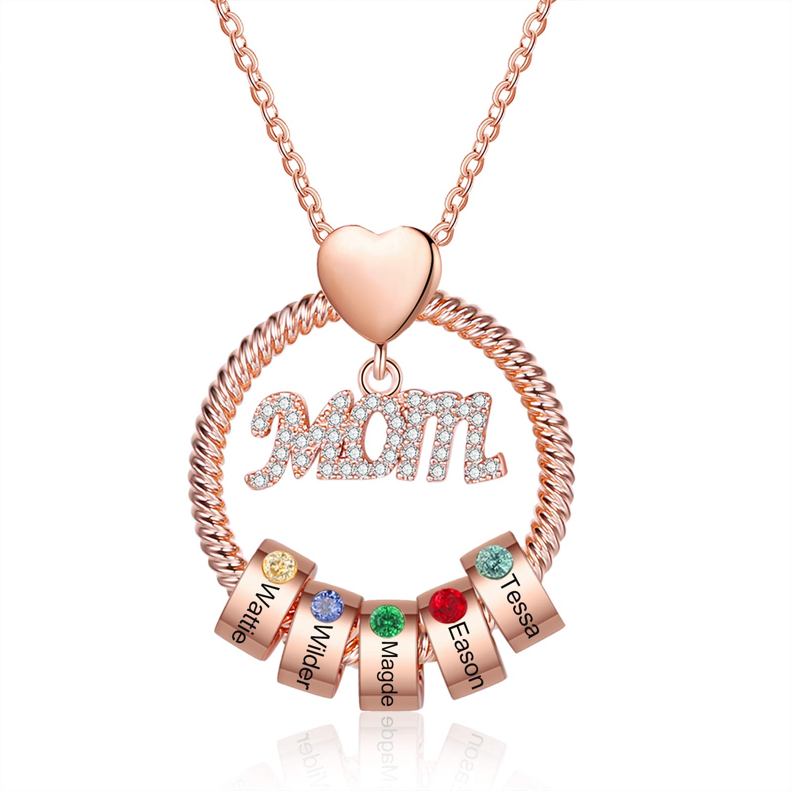Custom Personalized Mom Necklace with 1-5 Names & Birthstones - Unique Mother Daughter Jewelry Gift for Women, Grandma - Birthday, Christmas, Mother's Day Present - Perfect for Special Occasions & Everyday Wear