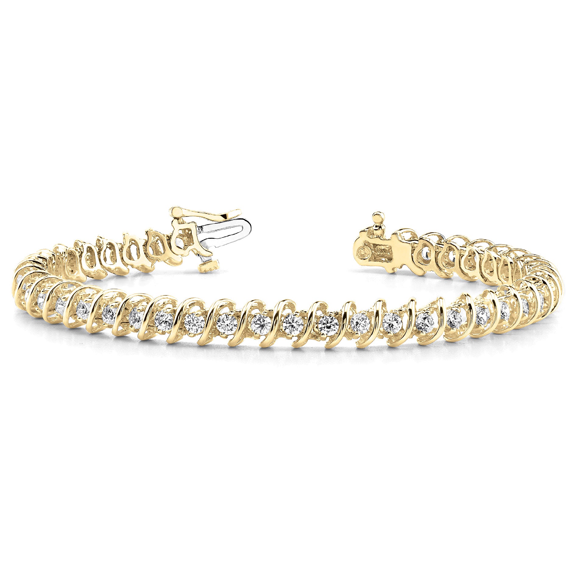 3.0 CTW Round Diamond Tennis Bracelet - 14K Gold S Bar Clasp for Women, Elegant Jewelry Gift for Wedding, Anniversary & Special Occasions