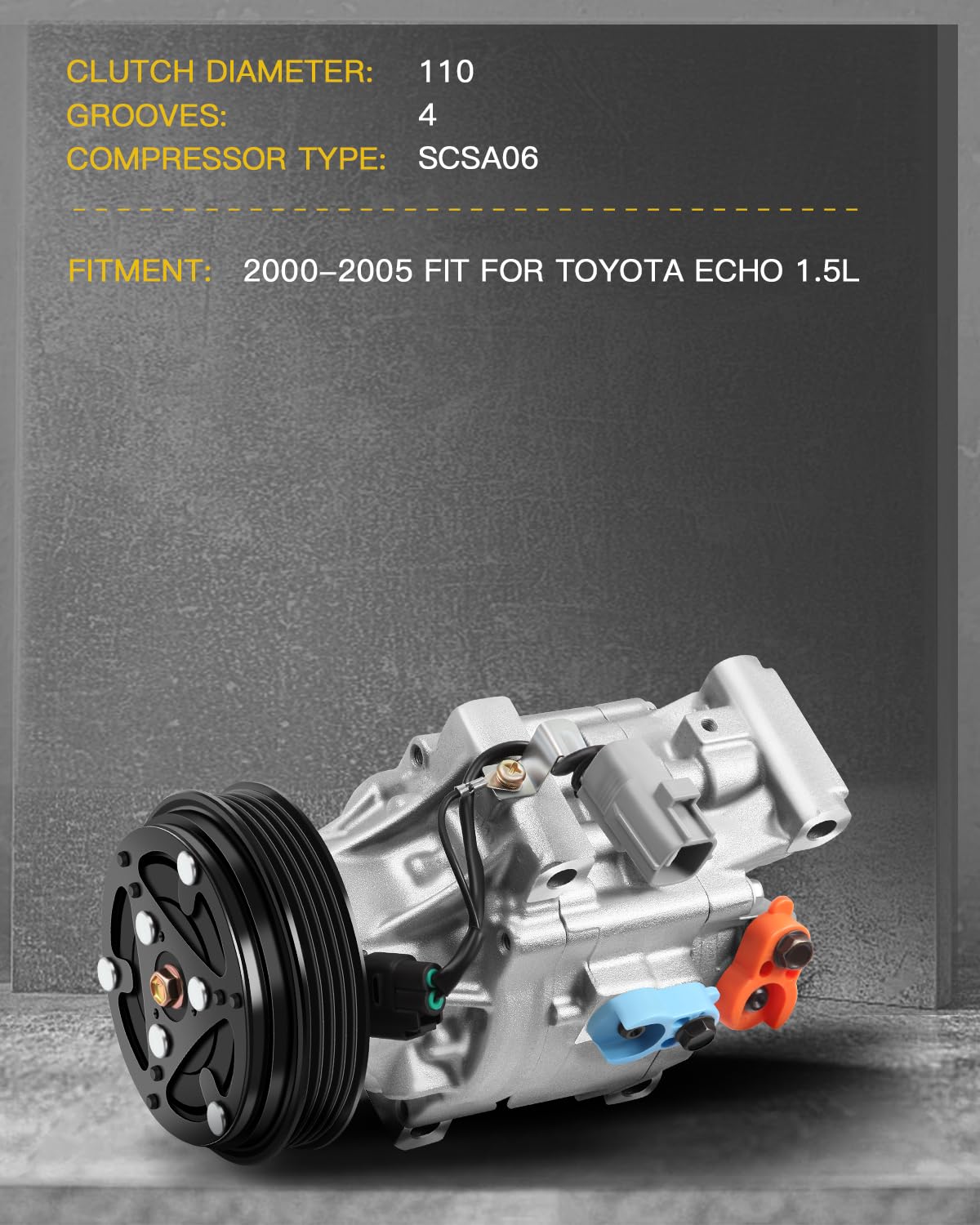 INEEDUP AC Compressor Pump Replacement for 2000-2005 Toyota Echo 1.5L - High Performance Auto Air Conditioning Compressor for Smooth Cooling | Perfect for Summer Road Trips & Daily Commuting