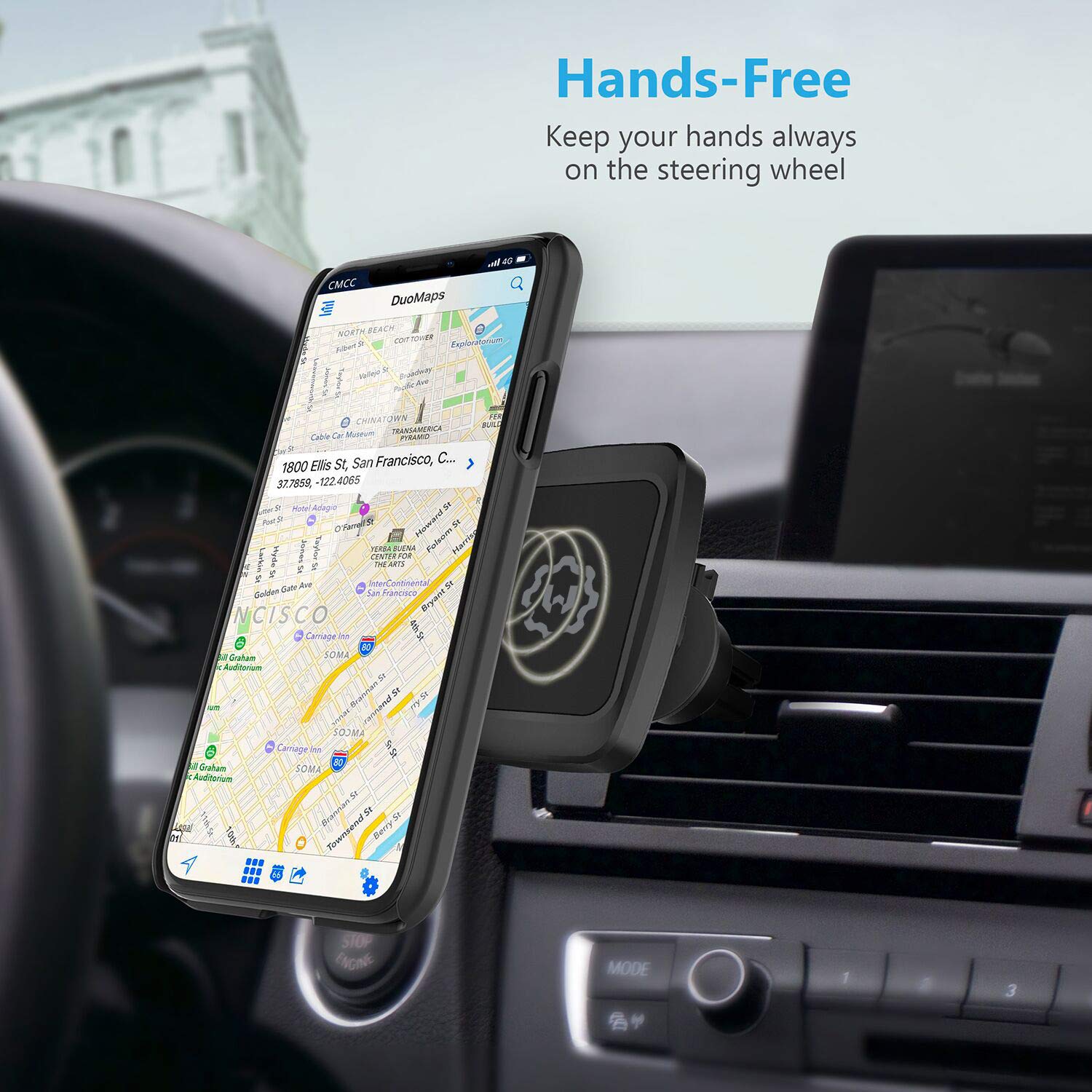 WixGear Universal Magnetic Phone Car Mount Holder - Strong Air Vent Bite-Lock with Swift-Snap Technology for iPhone, Samsung & Smartphones - Perfect for Hands-Free Driving & GPS Navigation