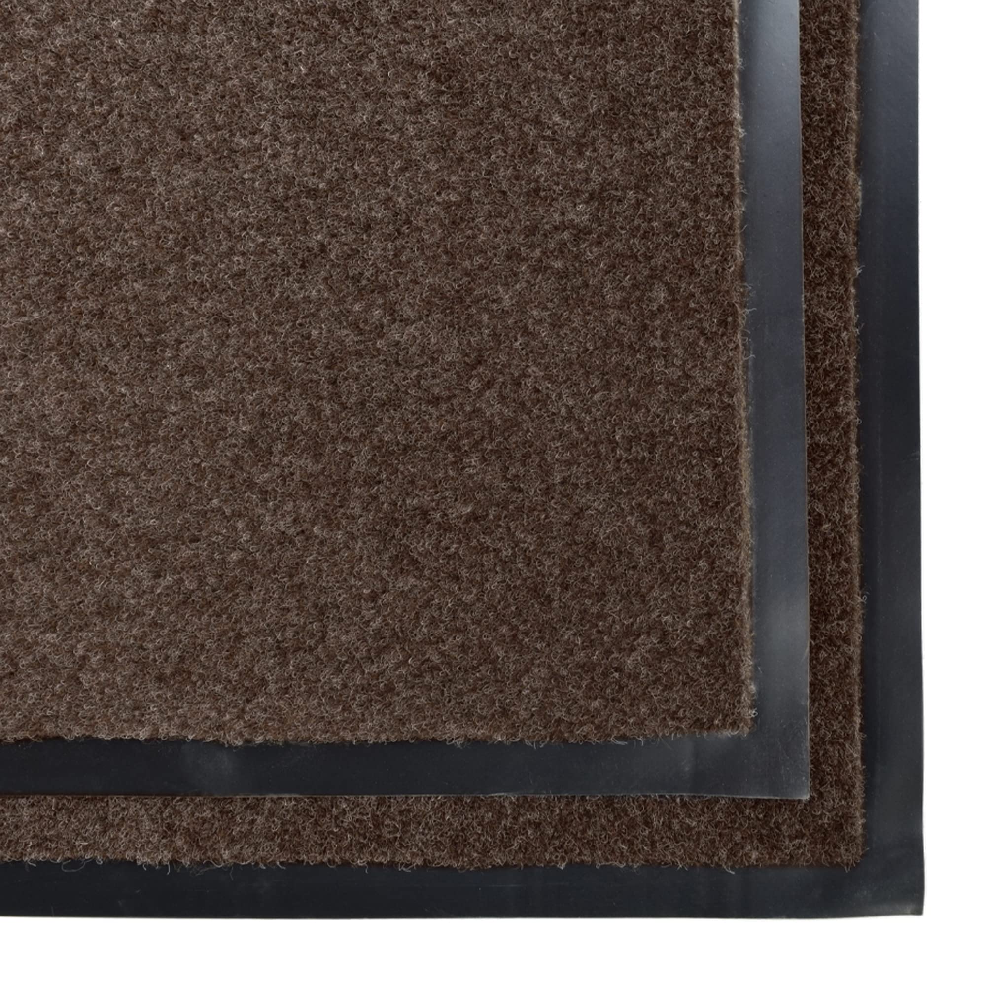 Heavy Duty Waterproof Non-Slip Runner Rug - 3'x4' Indoor/Outdoor Utility Mat with Plush Pile & Vinyl Back - Pack of 2 Brown Rugs for Doorway, Hallway, Commercial Spaces & Retail Stores - Perfect for High Traffic Areas, Entrances & Wet Locations