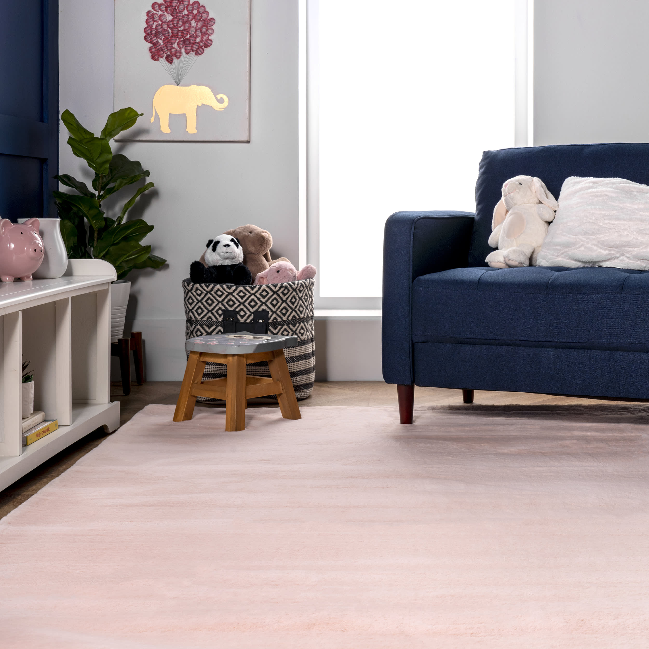 Luxury Faux Rabbit Shag Rug - Soft Fluffy Pink Area Rug for Living Room, Bedroom & Nursery - Cozy Home Decor & Plush Floor Mat