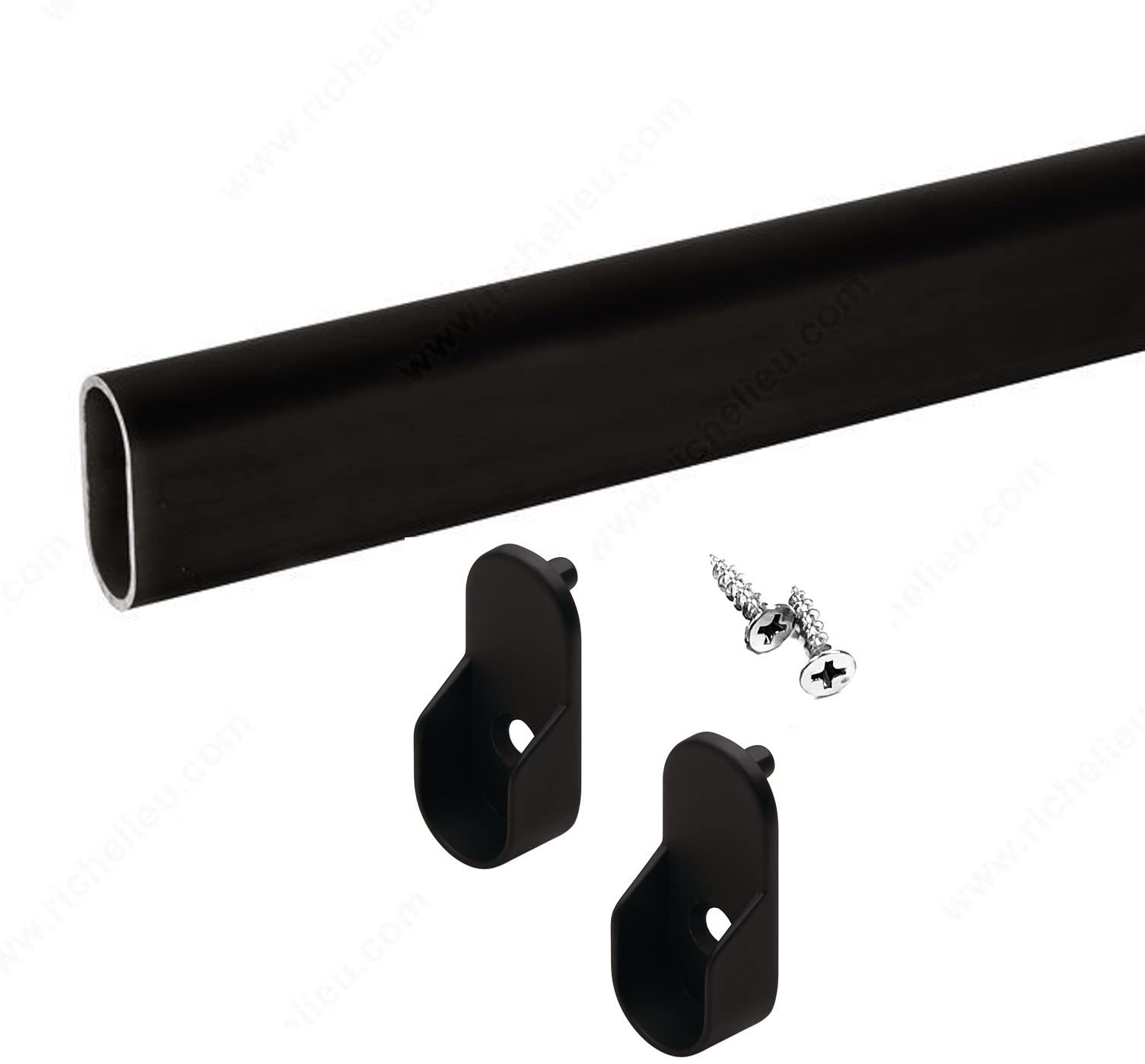 Matte Black 48 Inch Oval Closet Rod with Heavy Duty End Supports - Space Saving Closet Organizer for Bedroom, Walk-in Closet & Wardrobe Storage