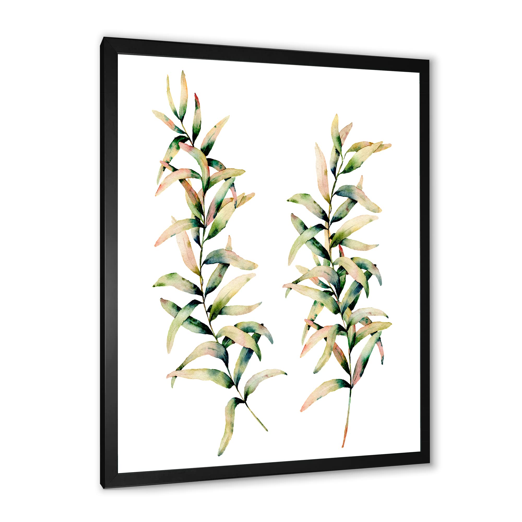 DesignQ Autumn Grass Branches Traditional Framed Wall Art - Home Decor for Living Room, Bedroom & Office | Rustic Fall Decorations