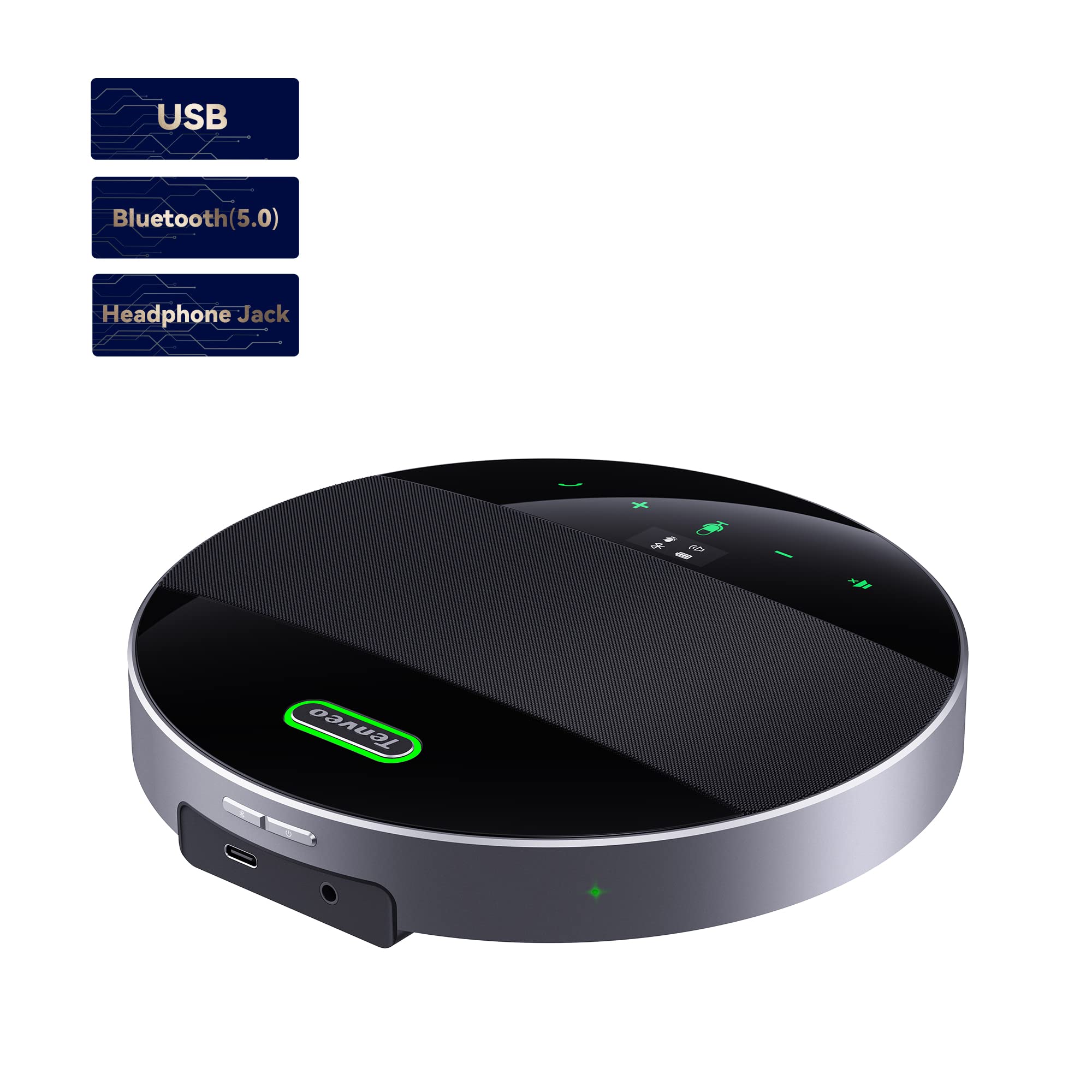Tenveo MagiCall Conference Speaker with Microphone - Bluetooth/Wireless/USB Omnidirectional Speakerphone with Noise Cancellation & 360° Pickup for 10-15 People - Perfect for Online Meetings, Webinars & Remote Team Collaboration