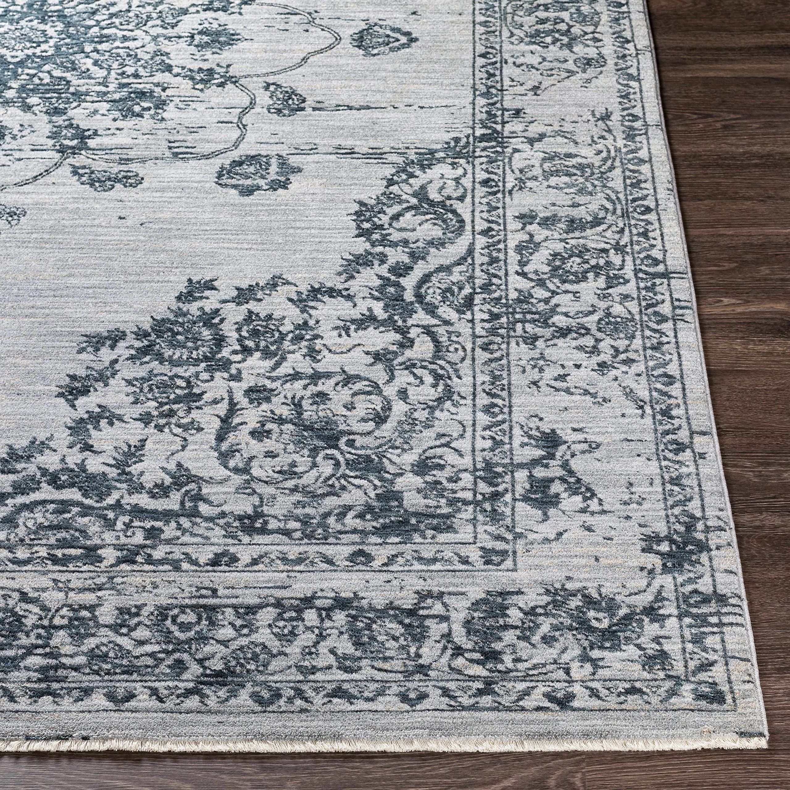 Hauteloom Wandina Traditional Beige Blue Gray Area Rug 2' x 3' - Soft Non-Slip Living Room Bedroom Rug for Home Decor, Cozy Floor Mat for Family Spaces