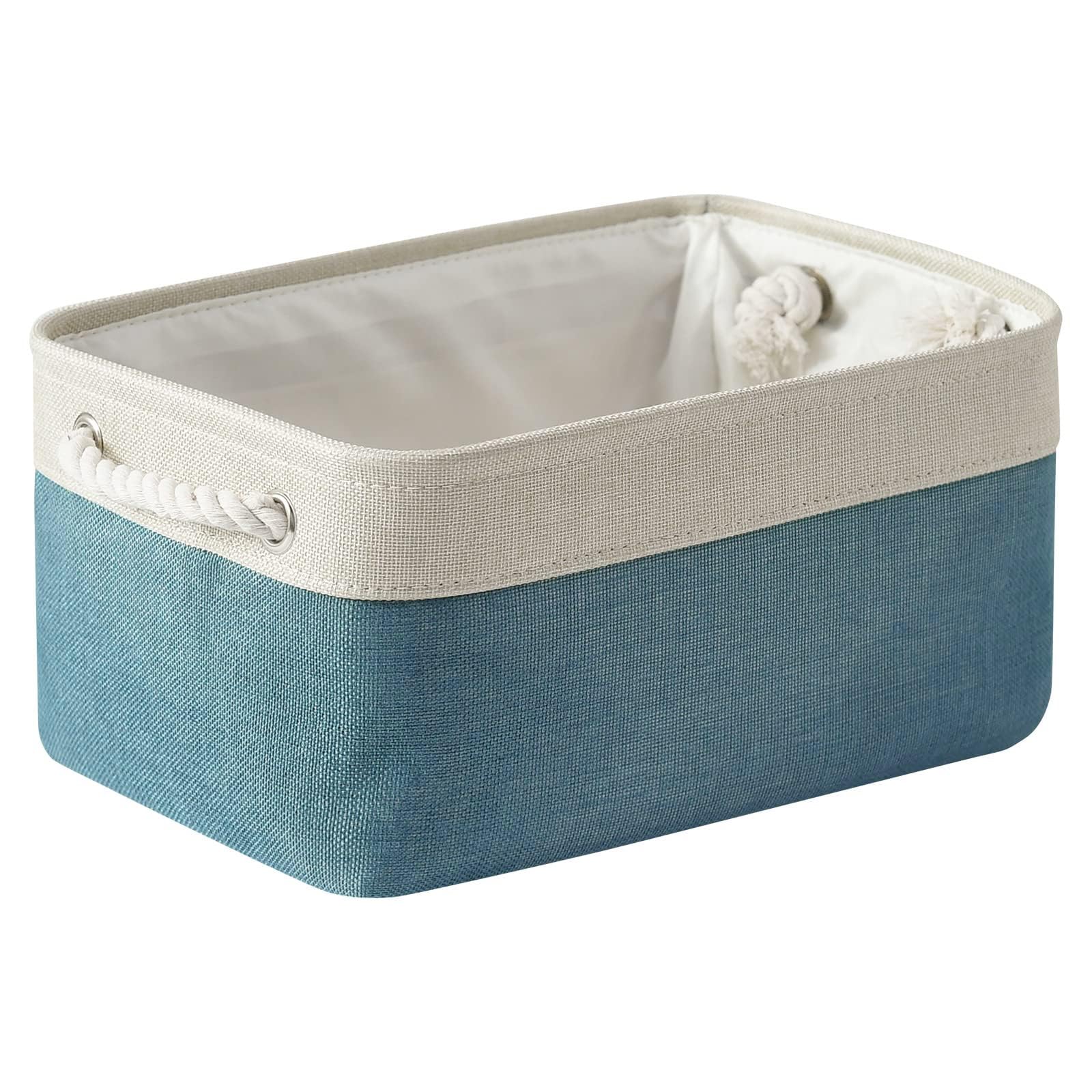 TheWarmHome Fabric Storage Bin with Handles - Foldable Cloth Storage Basket Organizer with Cover for Bedroom, Closet, Living Room & Office - Medium Size (13.8