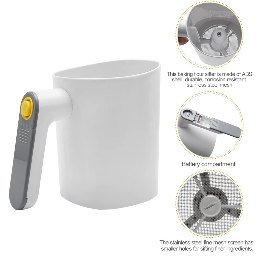 Kakalote Electric Flour Sifter for Baking - Battery Powered Stainless Steel Mesh Sieve with Ergonomic Handle - Easy Clean Kitchen Tool for Pastry, Cake & Bread Making - Perfect for Home Bakers & Professional Chefs