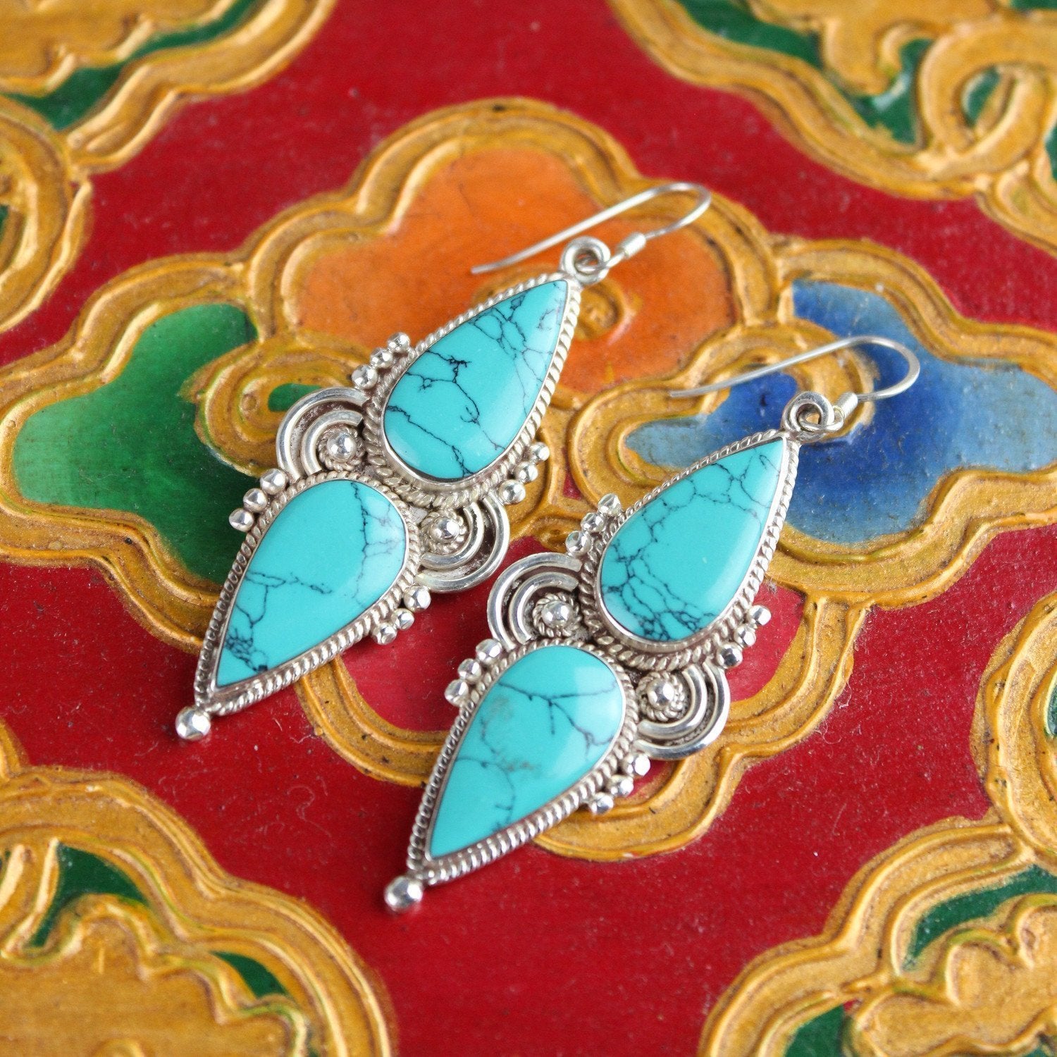 Bold Sterling Silver and Turquoise Earrings for Women | Handmade Southwest Style Jewelry | Perfect for Boho Fashion, Gift Giving & Special Occasions