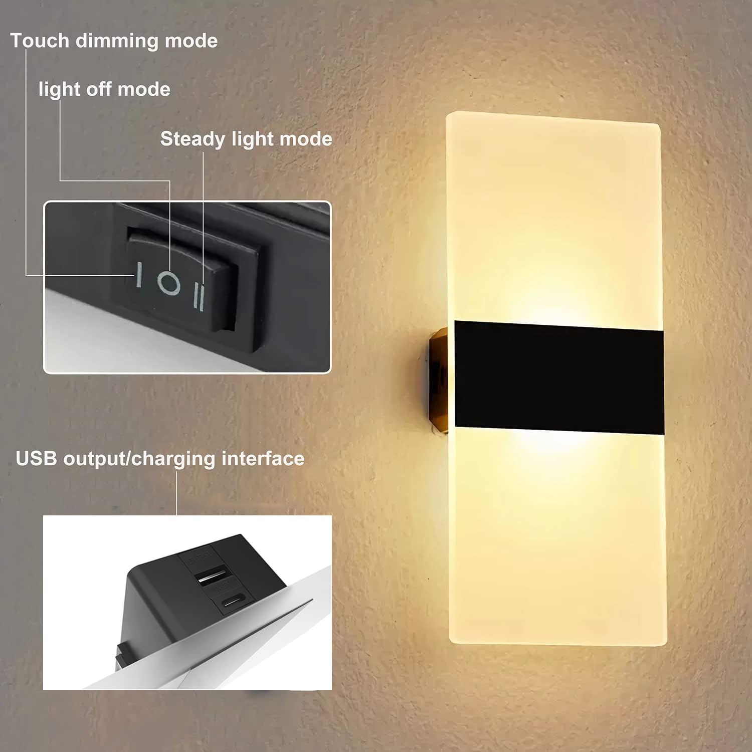 Rechargeable LED Wall Sconce Set of 2 - Battery Operated Touch Control Dimmable Wireless Wall Lights with Magnetic Mount, Modern Bedside Lamps for Bedroom, Living Room, Hallway & Home Decor | Perfect for Night Reading, Ambient Lighting and Space-Saving Wall Decor