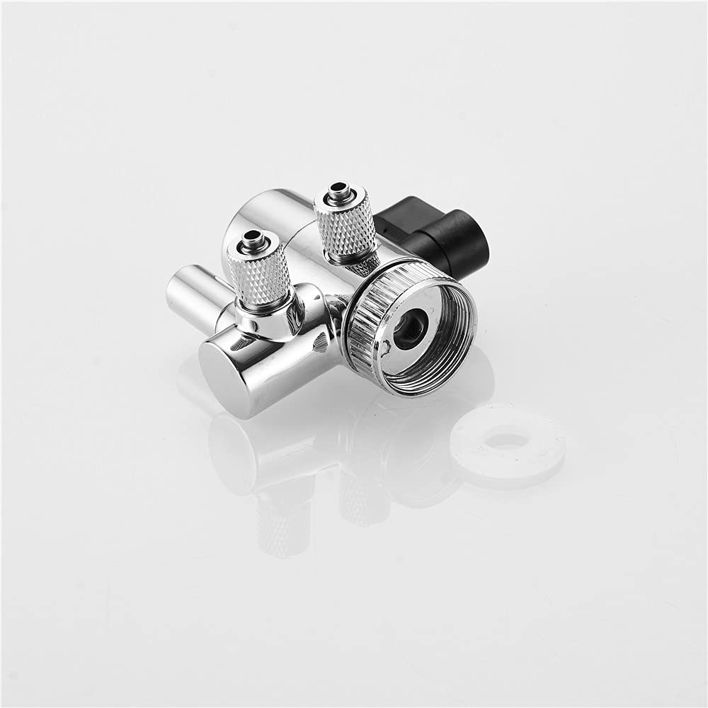 **2-Way Chrome Faucet Splitter with Diverter Valve - 1/4 inch Push-On Tubing Adapter for Sink Water Filter | Above Counter Kitchen Faucet Replacement Part | Perfect for Clean Drinking Water & Multi-Tasking**