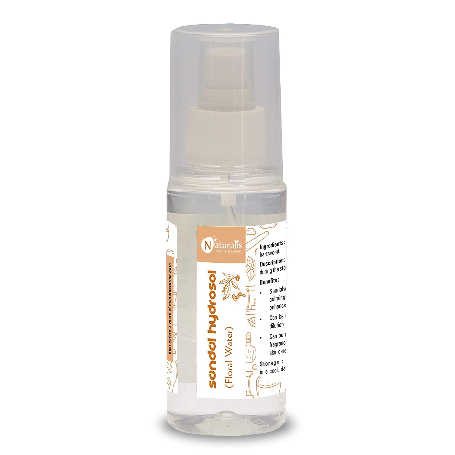 Naturalis Essence of Nature Sandalwood Hydrosol Facial & Body Mist Spray - Organic Aromatherapy Toner for Skincare, Hair Refresh & Home Spa Relaxation