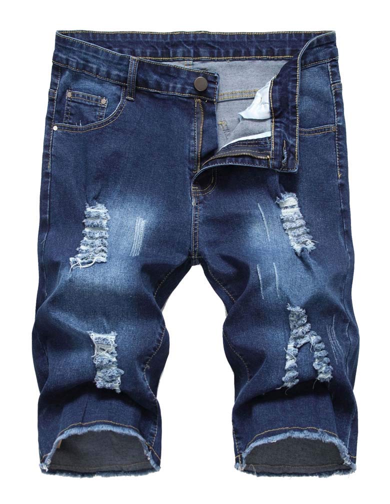 **Men's Distressed Denim Shorts - Ripped Casual Jean Shorts for Summer with Pockets | Perfect for Beach, Travel & Streetwear**