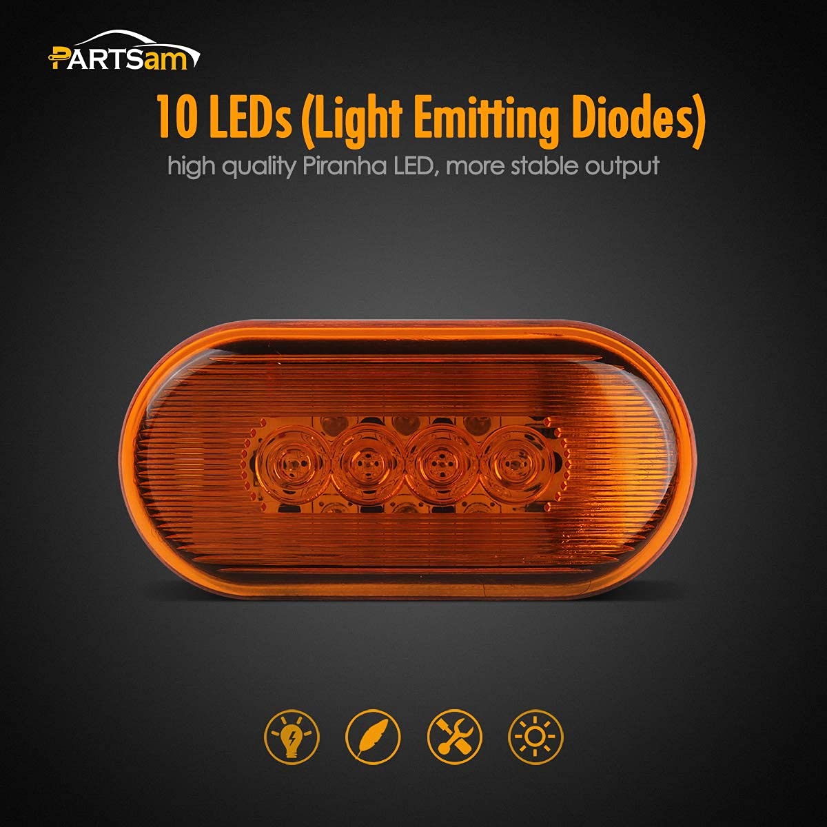 Partsam 6Pcs 4 Inch RV Clearance Marker Lights - Red LED Surface Mount with 10 Diodes, Waterproof Black Base for Trucks, Trailers, Boats | Durable 2x6 Inch Rectangular Lights for Night Safety & Vehicle Visibility