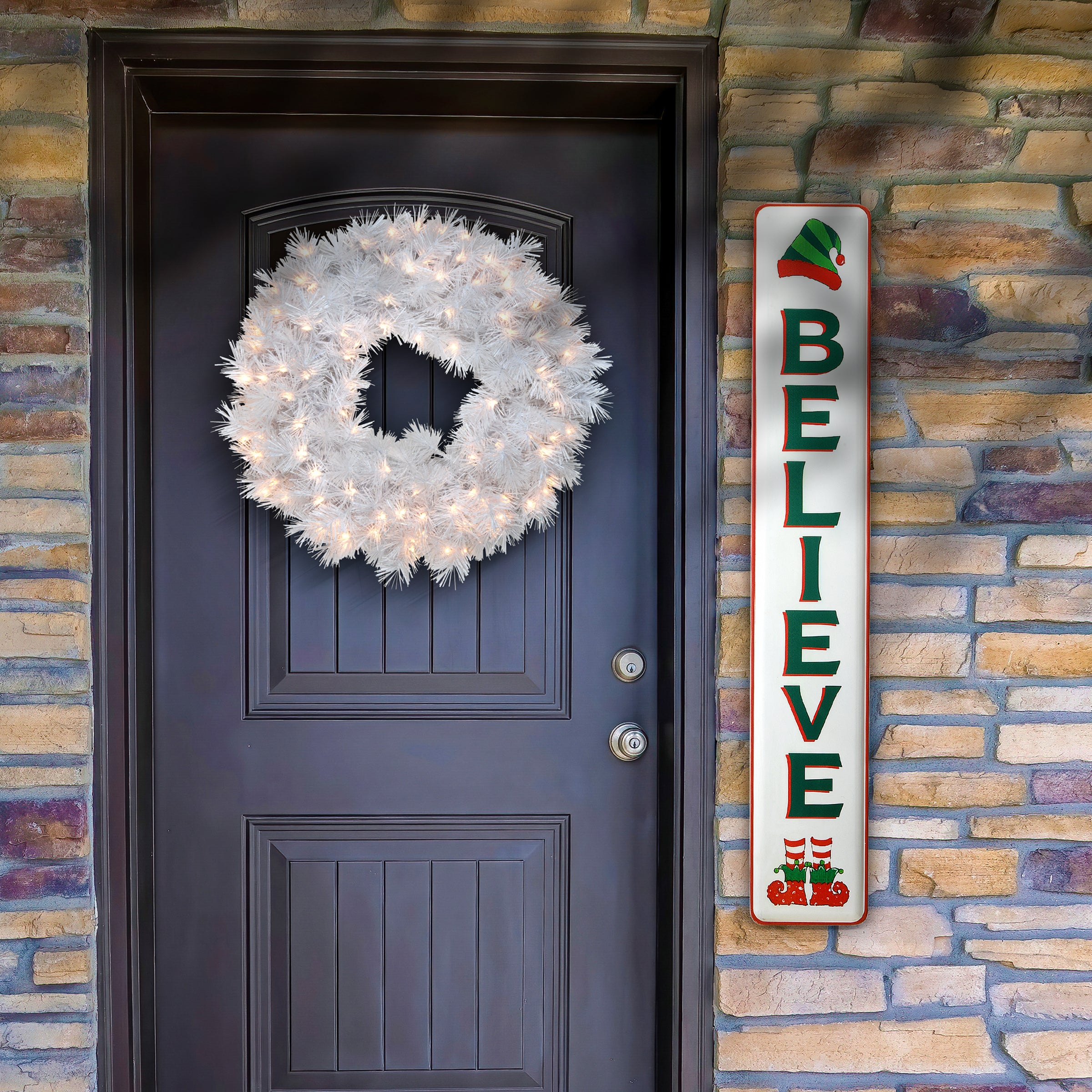 47 Inch Believe Vertical Holiday Wall Sign - Christmas Home Decor for Living Room, Bedroom & Front Door