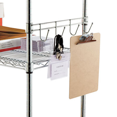 Alera® 24-Inch Deep Silver Hook Bars for Wire Shelving - 5 Hooks per Bar, 2 Bars per Pack - Perfect for Garage Storage, Closet Organization & Retail Display