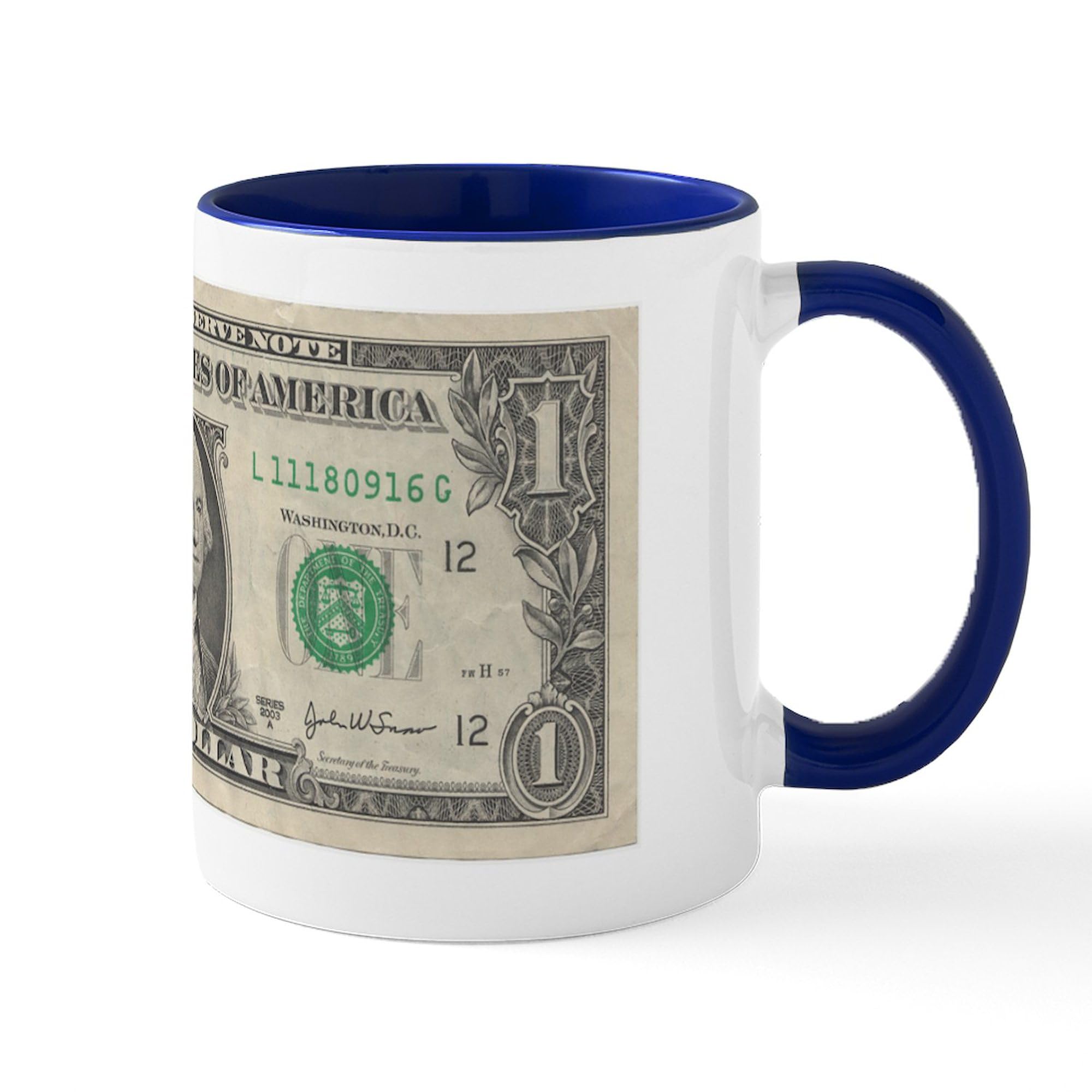 11 oz (325 ml) Ceramic Coffee Mug - Dollar Bill Design - Perfect for Office, Home & Gifts | CafePress