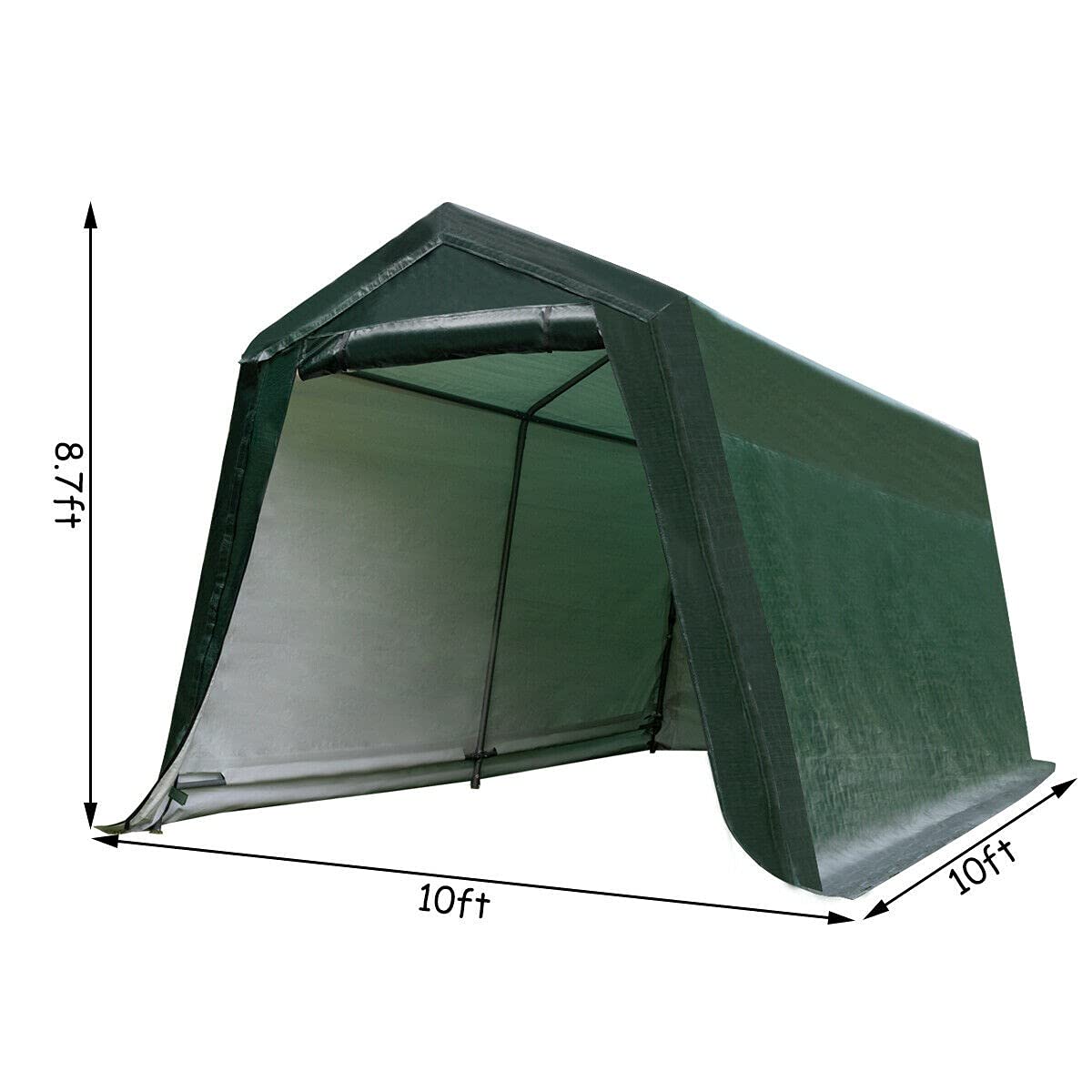 ERGOMASTER 10x10 FT Heavy-Duty Outdoor Carport Shelter - Waterproof Ripstop Cover with Metal Frame for Motorcycle, ATV & Vehicle Storage - Perfect for Patio, Backyard & Driveway Protection