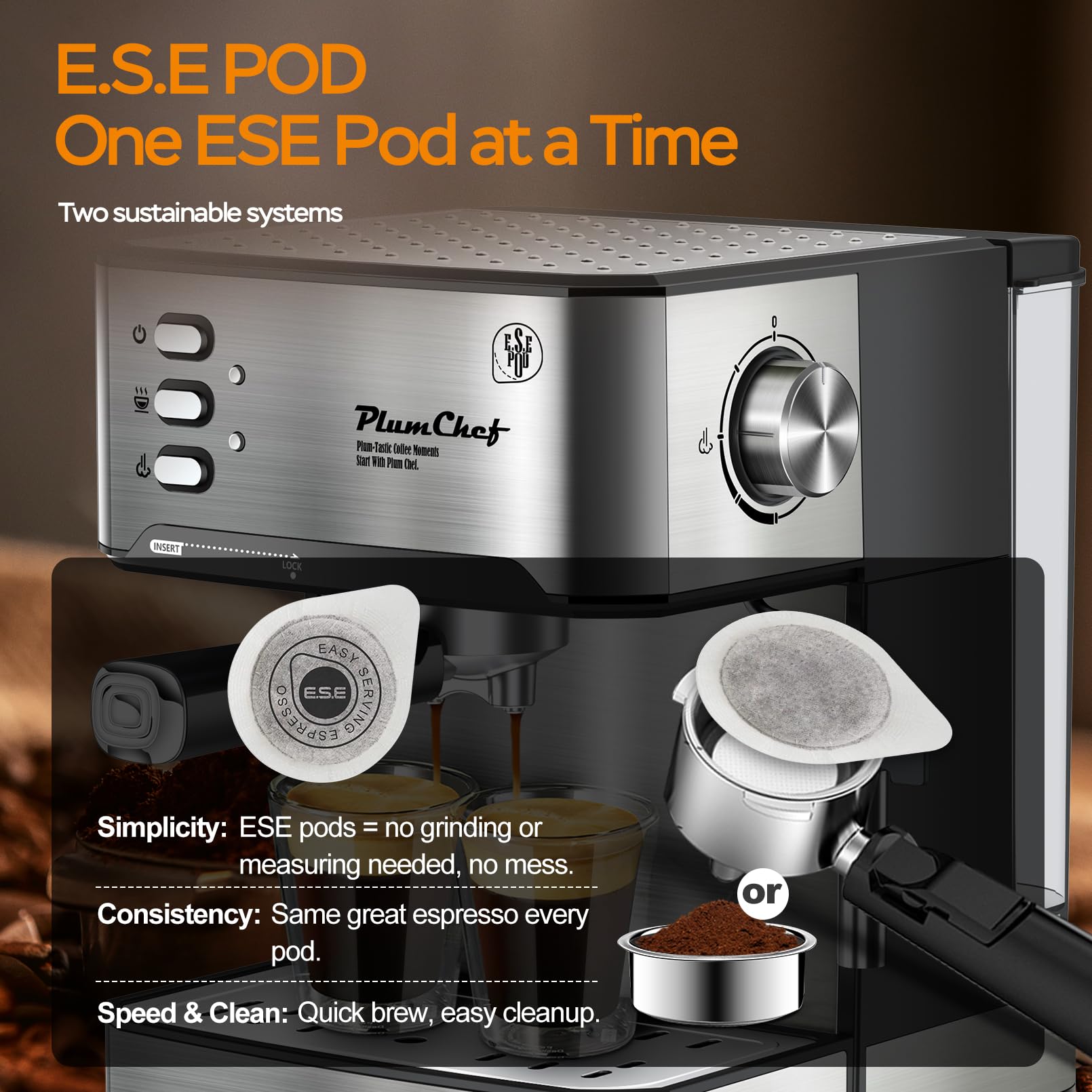 20 Bar Professional Espresso Machine with Milk Frother - Dual Shot & ESE Pod Compatible - 54oz Removable Water Tank - Perfect for Home Baristas & Coffee Enthusiasts - Silver (Ideal for Home Kitchens, Offices & Coffee Shops)