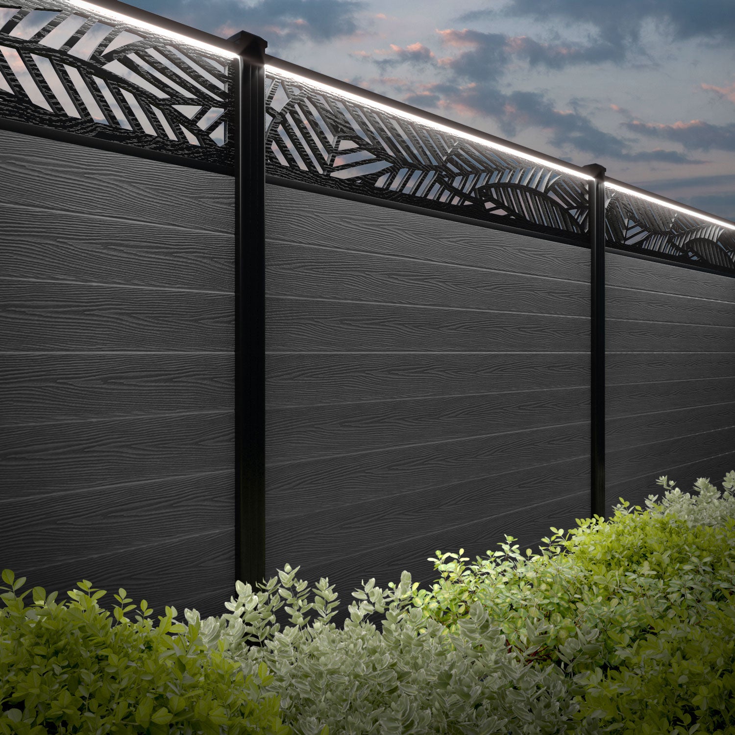 Classic Habitat Fence Panel - Mid Grey Composite Privacy Fence with Sturdy Posts | Outdoor Garden, Backyard, and Property Boundary Solution