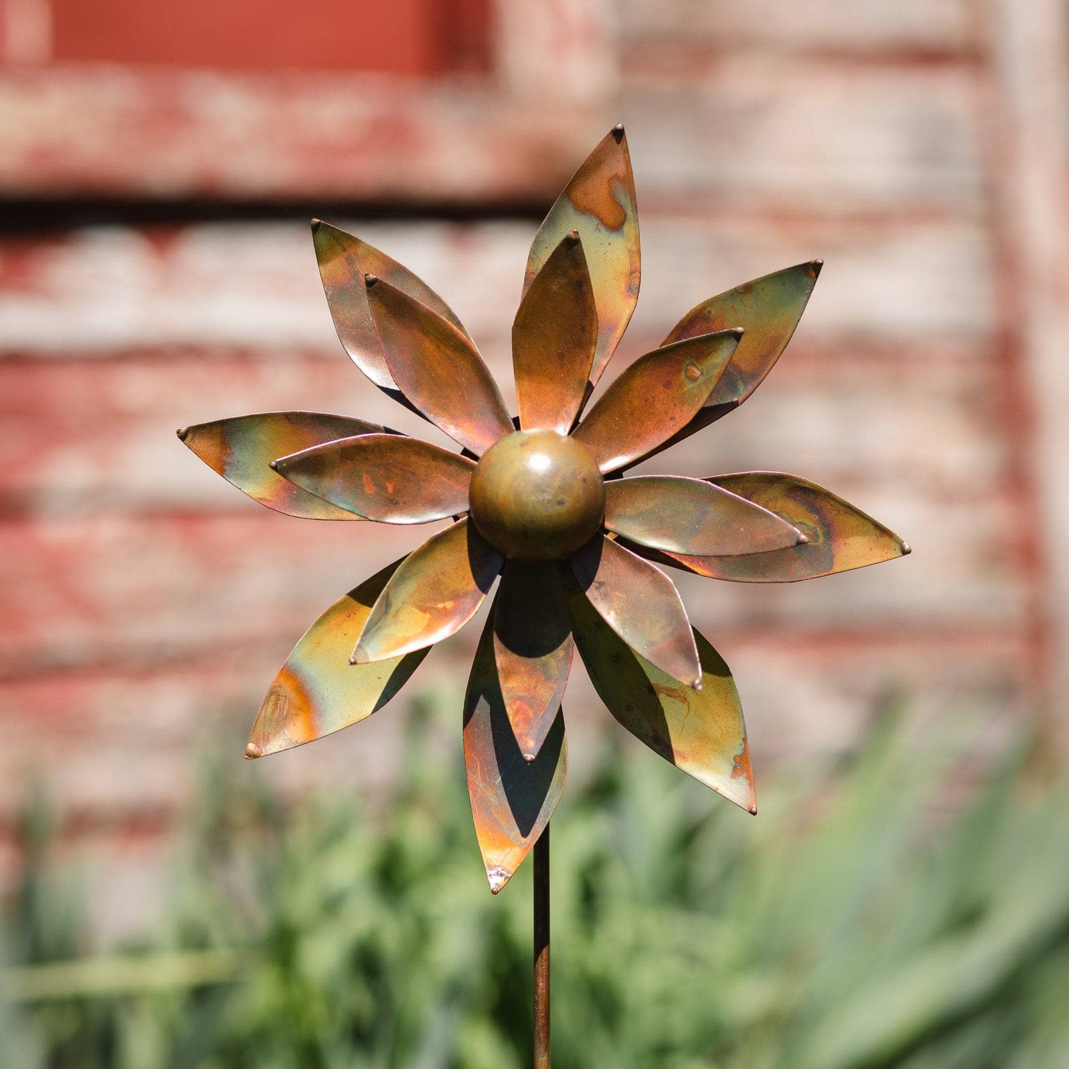 Vibrant Dahlia Flower Wind Spinner - 8 Inch Colorful Garden Decor for Outdoor Patio, Yard & Lawn - Perfect for Relaxing Backyard, Porch or Balcony Decoration