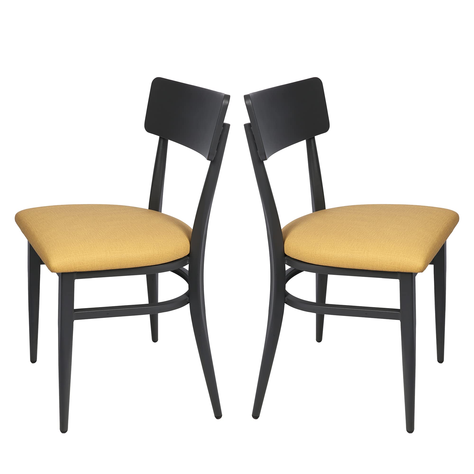 Koreyosh 2 Pack Black Metal Restaurant Chairs with Orange Cushion - 300 LBS Weight Capacity - Durable Cafe Dining Chairs for Restaurants, Kitchens & Home Use