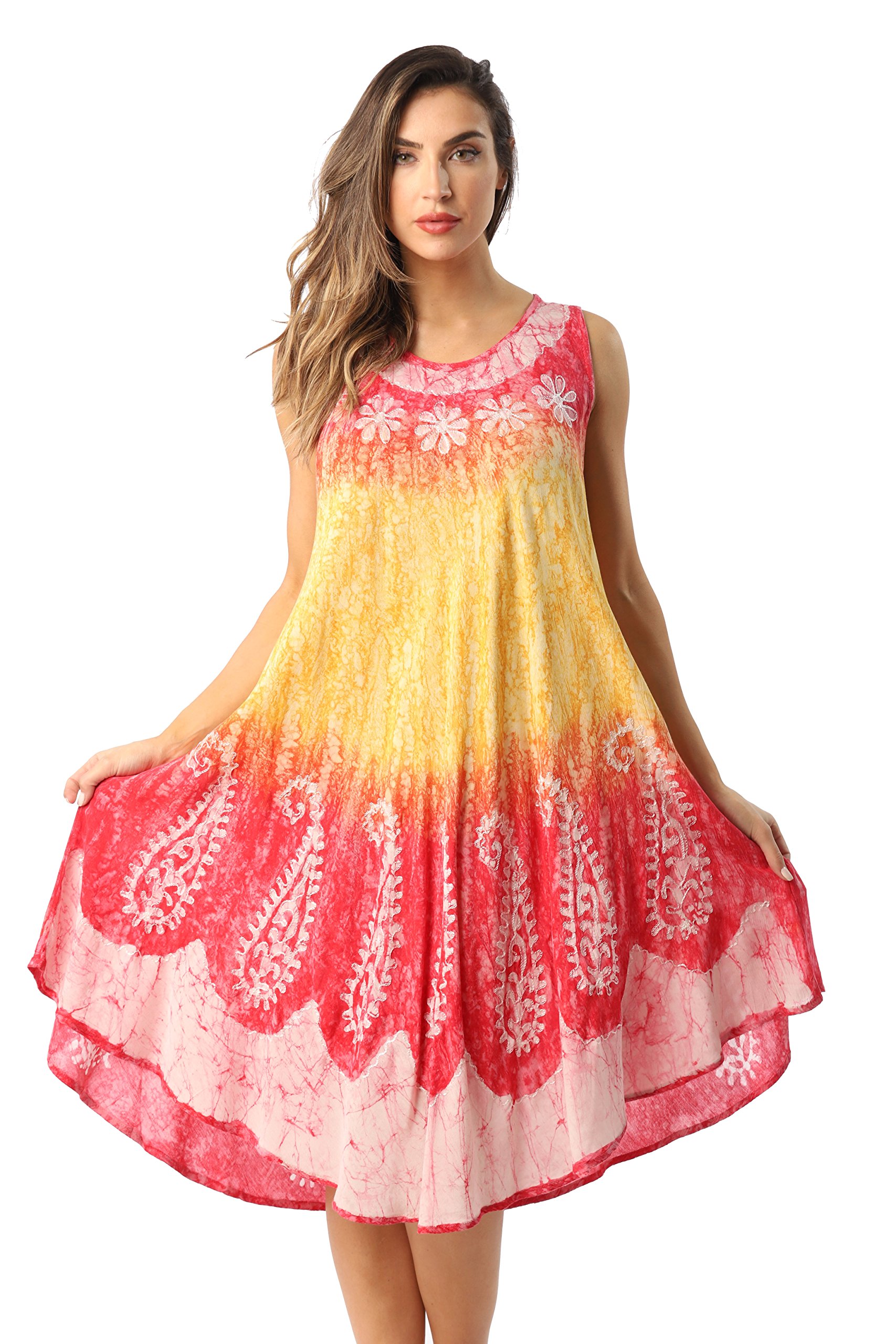 Riviera Sun Batik Marble Tie Dye Summer Dress - Women's Beach Cover Up for Vacation, Pool Party & Boho Outfit