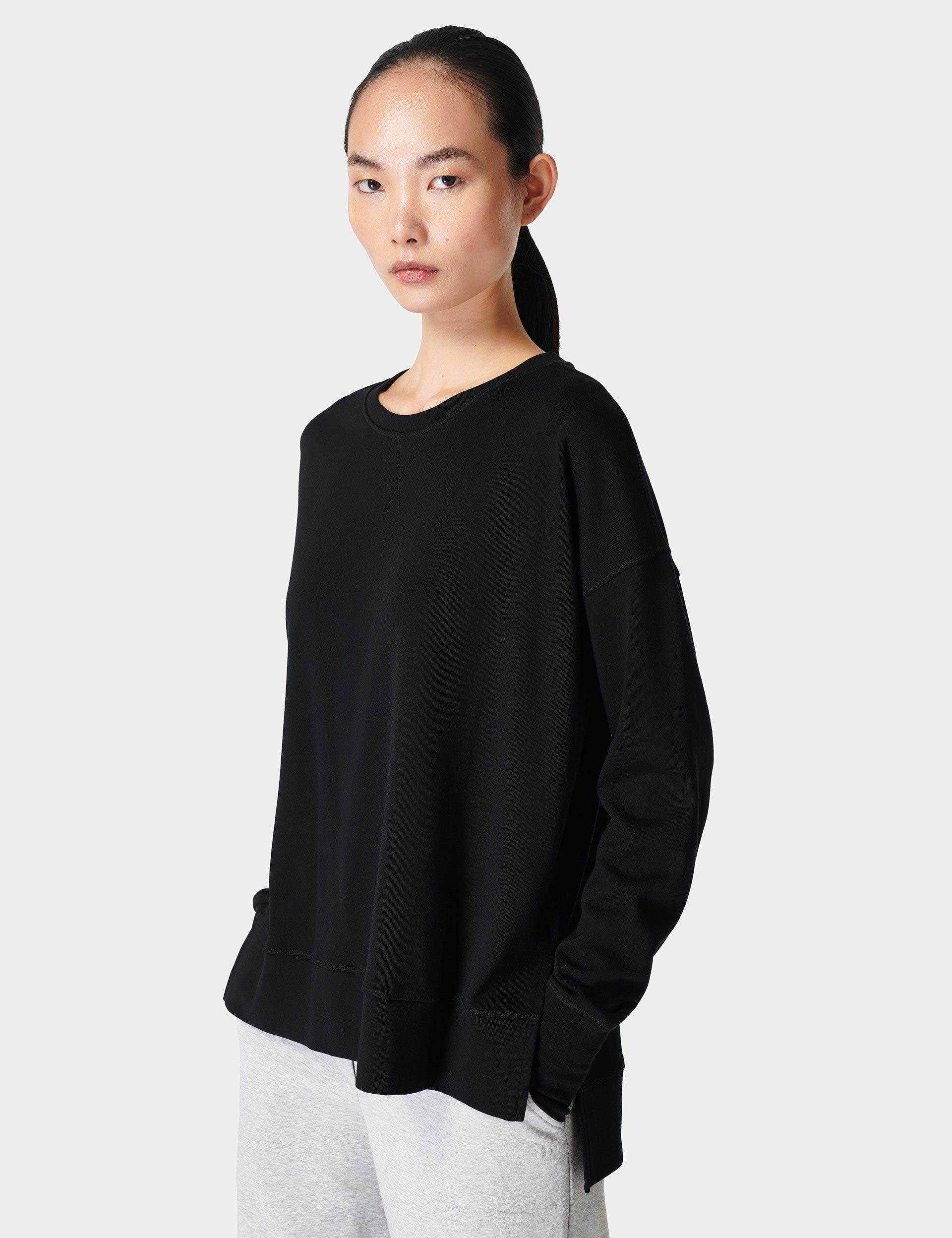 After Class Longline Sweatshirt for Women - Black Oversized Pullover Hoodie | Casual Streetwear, Loungewear & College Outfit