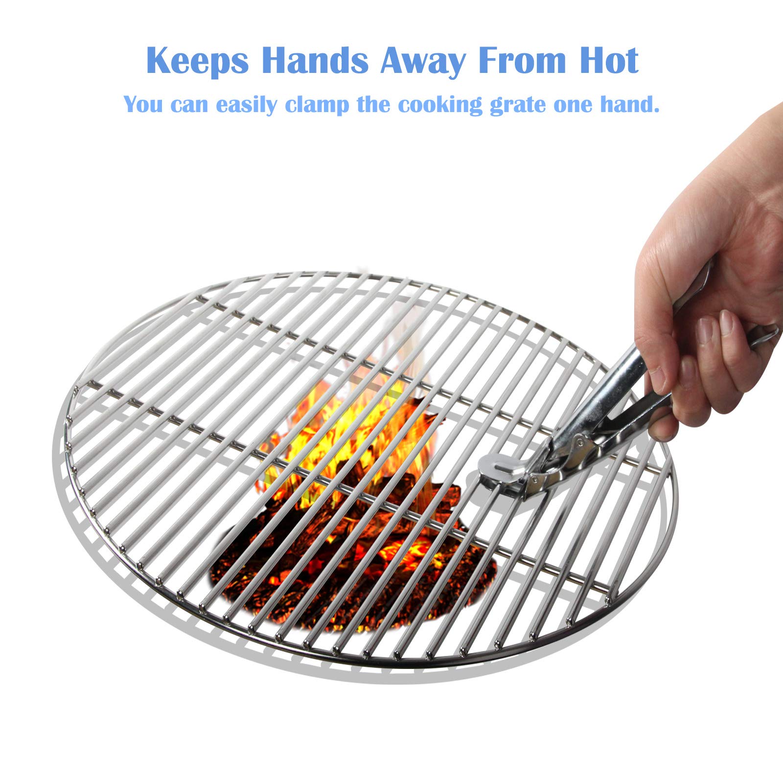 KAMaster Grill Grate Lifter Gripper - Heavy Duty BBQ Grill Accessories for Kamado Joe, Big Green Egg, Primo & Louisiana Grills - Perfect for Charcoal Smokers & Ceramic Cookers (Outdoor Cooking, Backyard BBQ, Camping)