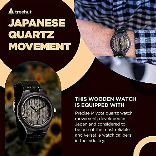 Men's Wooden Watch - Japanese Quartz Movement, Stainless Steel Buckle & Leather Strap for Outdoor & Office Wear