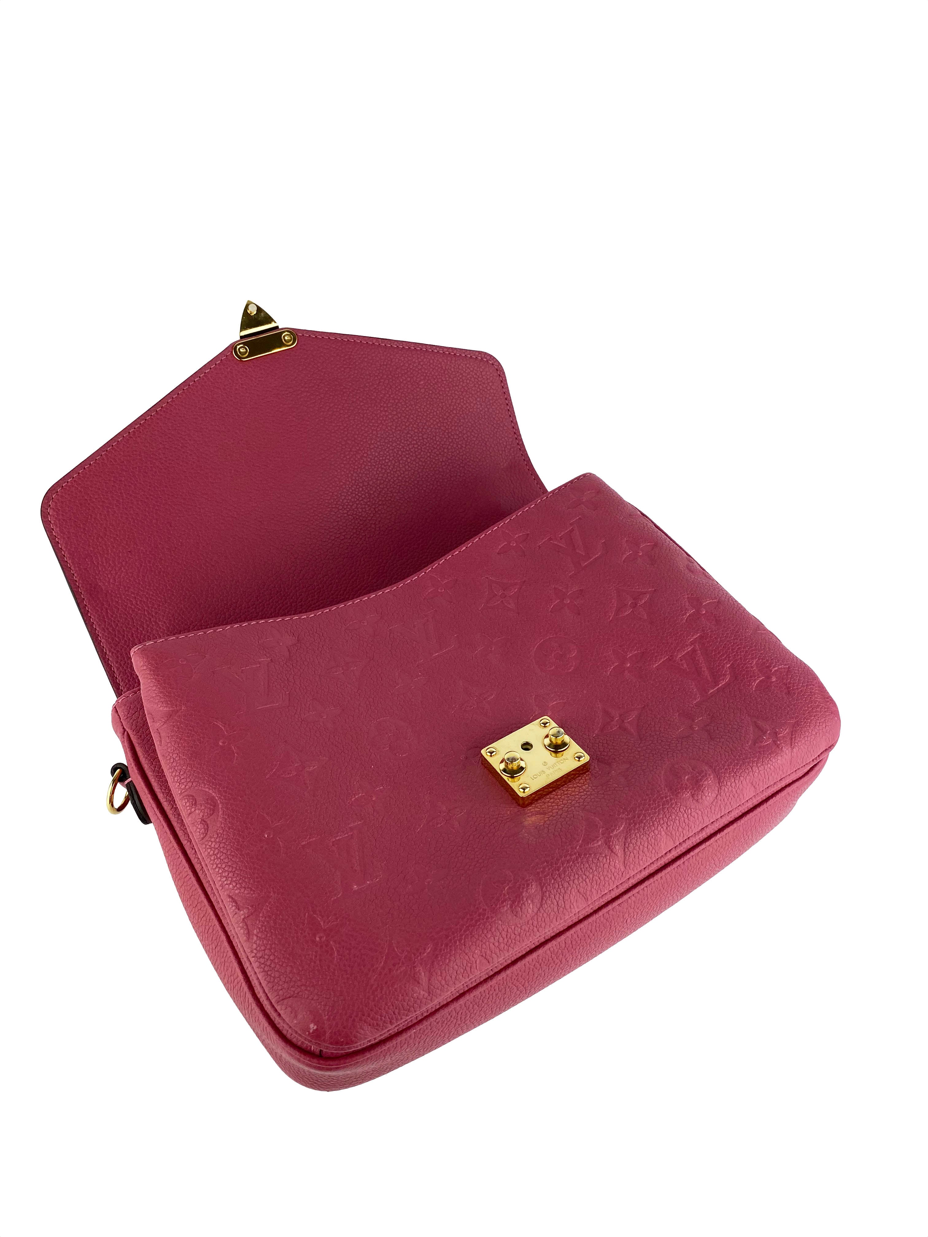 Louis Vuitton Pochette Metis Empreinte Leather Crossbody Bag in Rose Bruyere - Luxury Designer Handbag for Women, Perfect for Work, Travel & Everyday Use