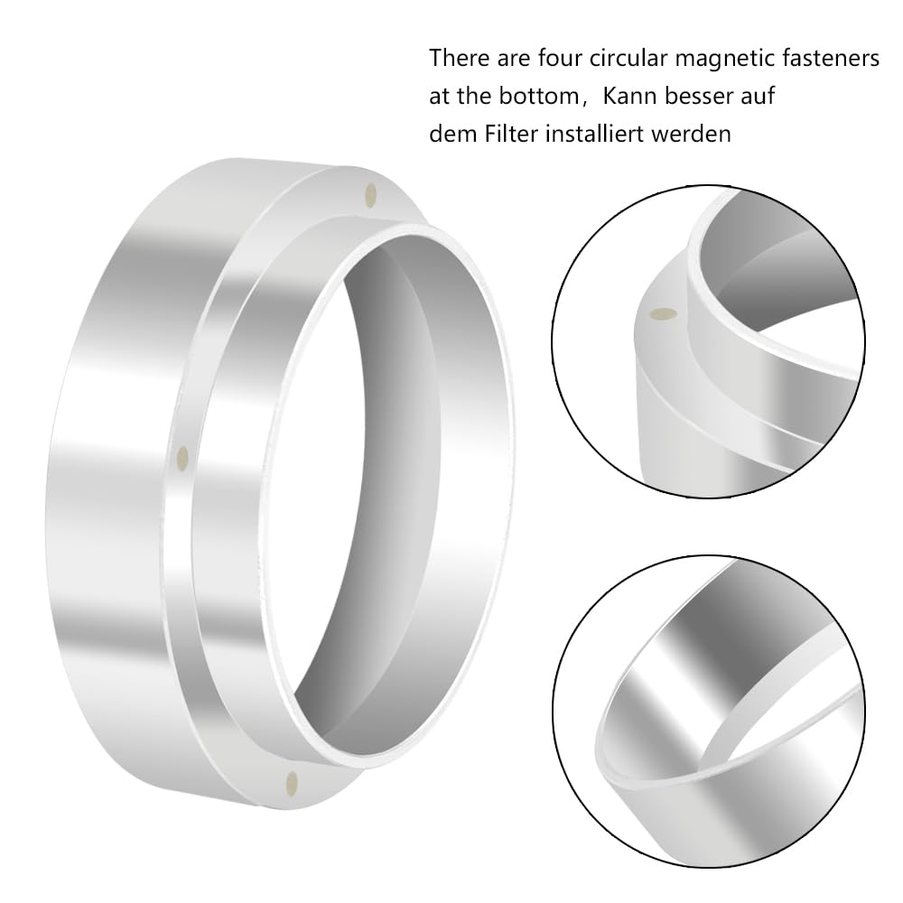 51mm Aluminum Coffee Dosing Ring - Magnetic Espresso Funnel Accessory for Precise Coffee Grounds Dispensing | Perfect for Baristas & Home Brewing