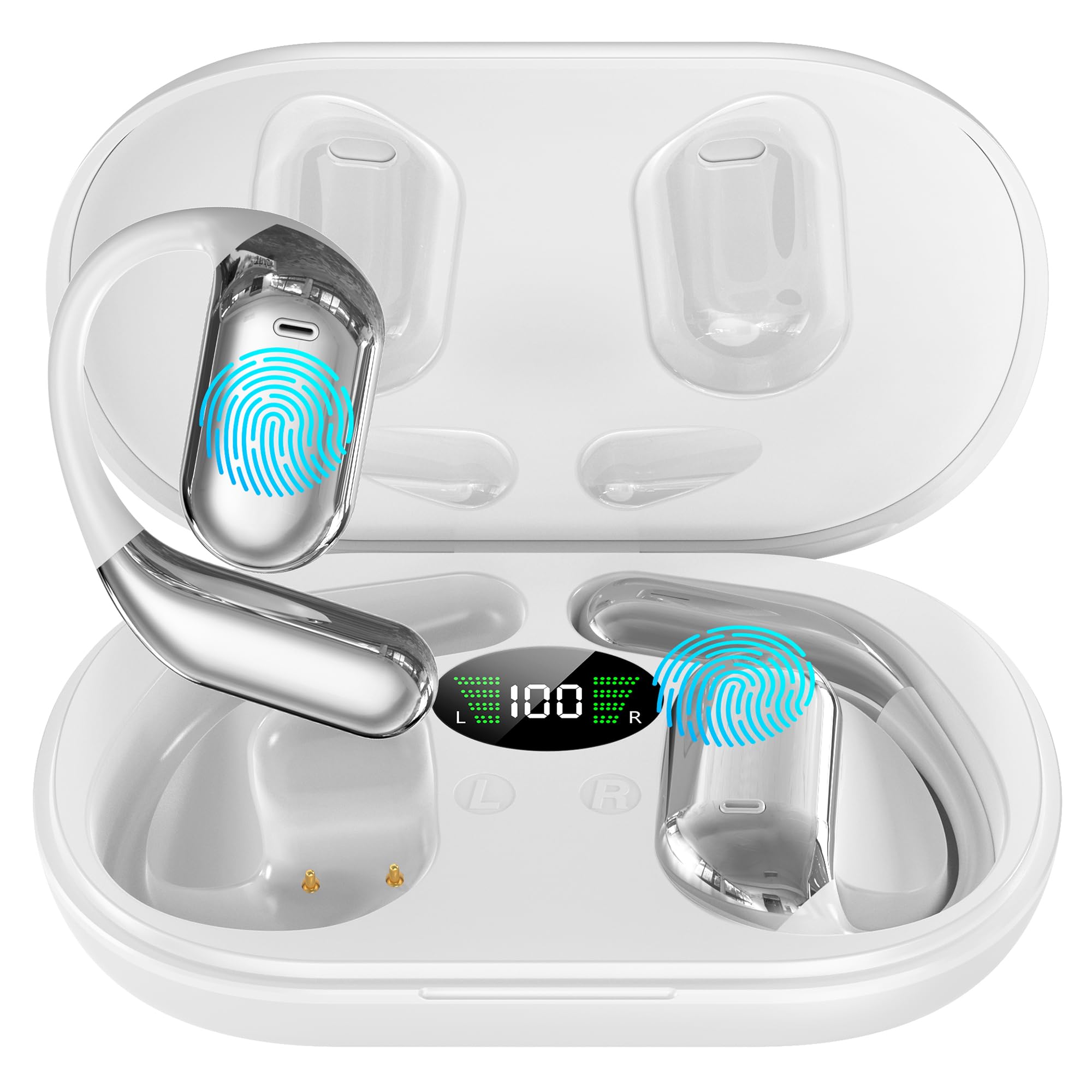 AI Translator Earbuds with 144 Languages & Accents - Wireless Bluetooth Earbuds with Real-Time Translation for Travel, Business Meetings & Language Learning - 3-in-1 Smart Earbuds for Calls, Music & Translation (White)