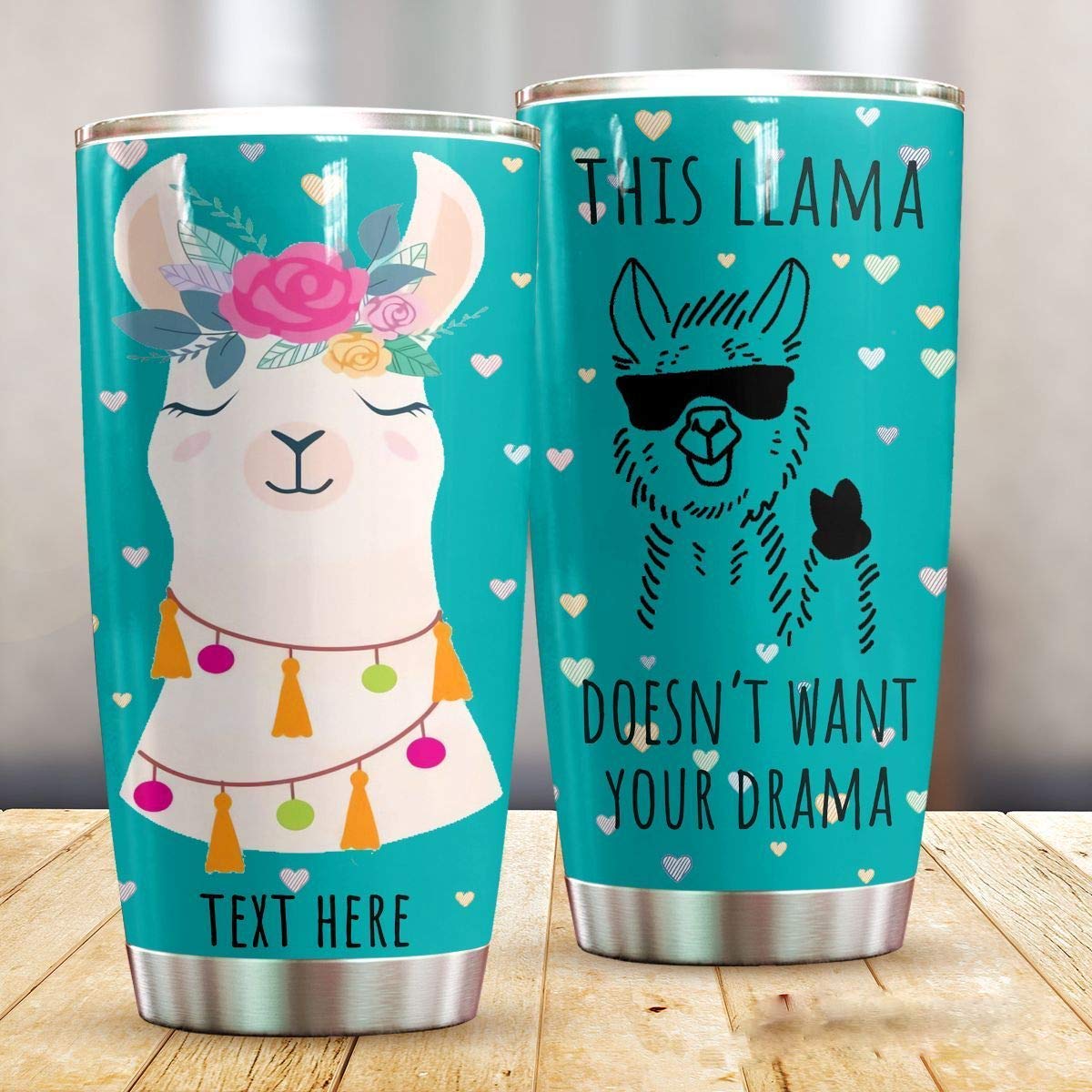 Personalized Cool Llama Stainless Steel Tumbler - 20oz Vacuum Insulated Water Bottle with 'This Llama Doesn't Want Your Drama' Design | Perfect Gift for Llama Lovers, Outdoor Activities, Gym & Work Hydration