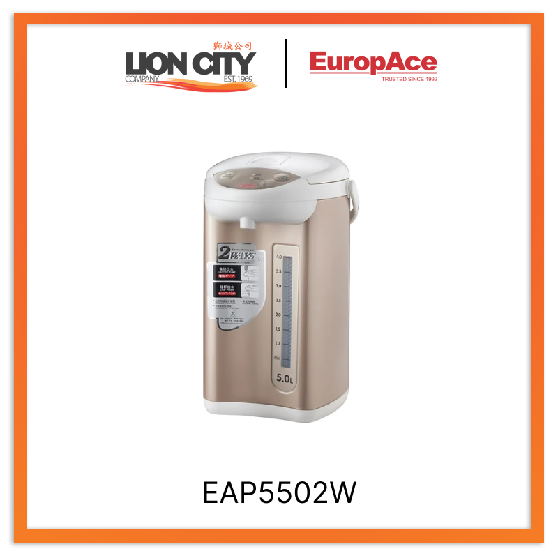 Europace EAP5502W 5L Electric Air Pot with 2-Way Dispensing - Fast Boiling & Keep Warm for Coffee, Tea, and Hot Water at Home or Office