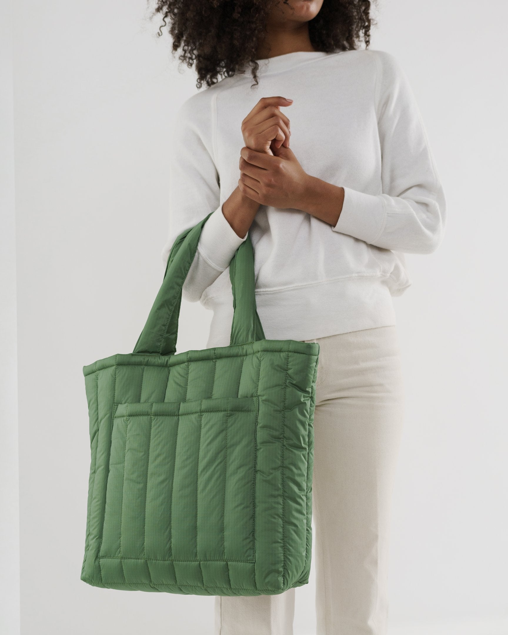 Baggu Puffy Tote Bag - Eco-Friendly Reusable Shopping Tote with Eucalyptus Print | Perfect for Groceries, Beach Trips & Everyday Use