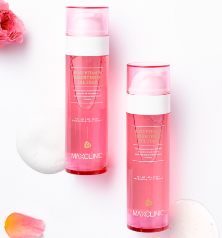 MAXCLINIC Rose Vitamin Brightening Oil Cleansing Foam 110g - Gentle Face Wash for Glowing Skin, Hydrating & Brightening Facial Cleanser - Perfect for Daily Skincare Routine & Makeup Removal