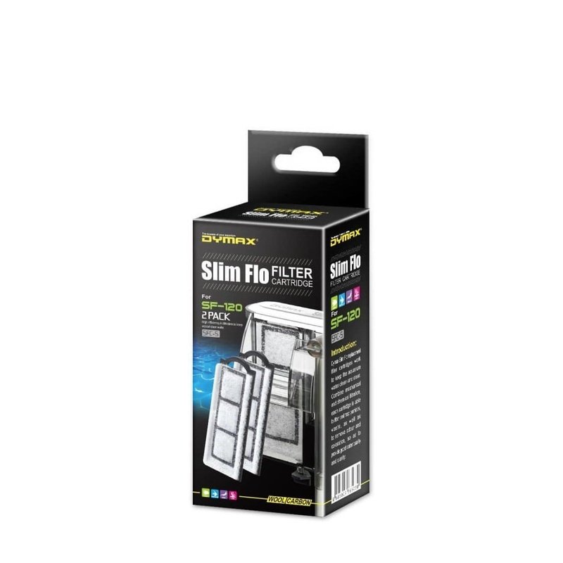 Dymax Slim Flo Hang On Aquarium Filter Cartridge - 2 Pack Replacement Media for Fish Tank Filtration - Perfect for Small to Medium Freshwater & Saltwater Tanks